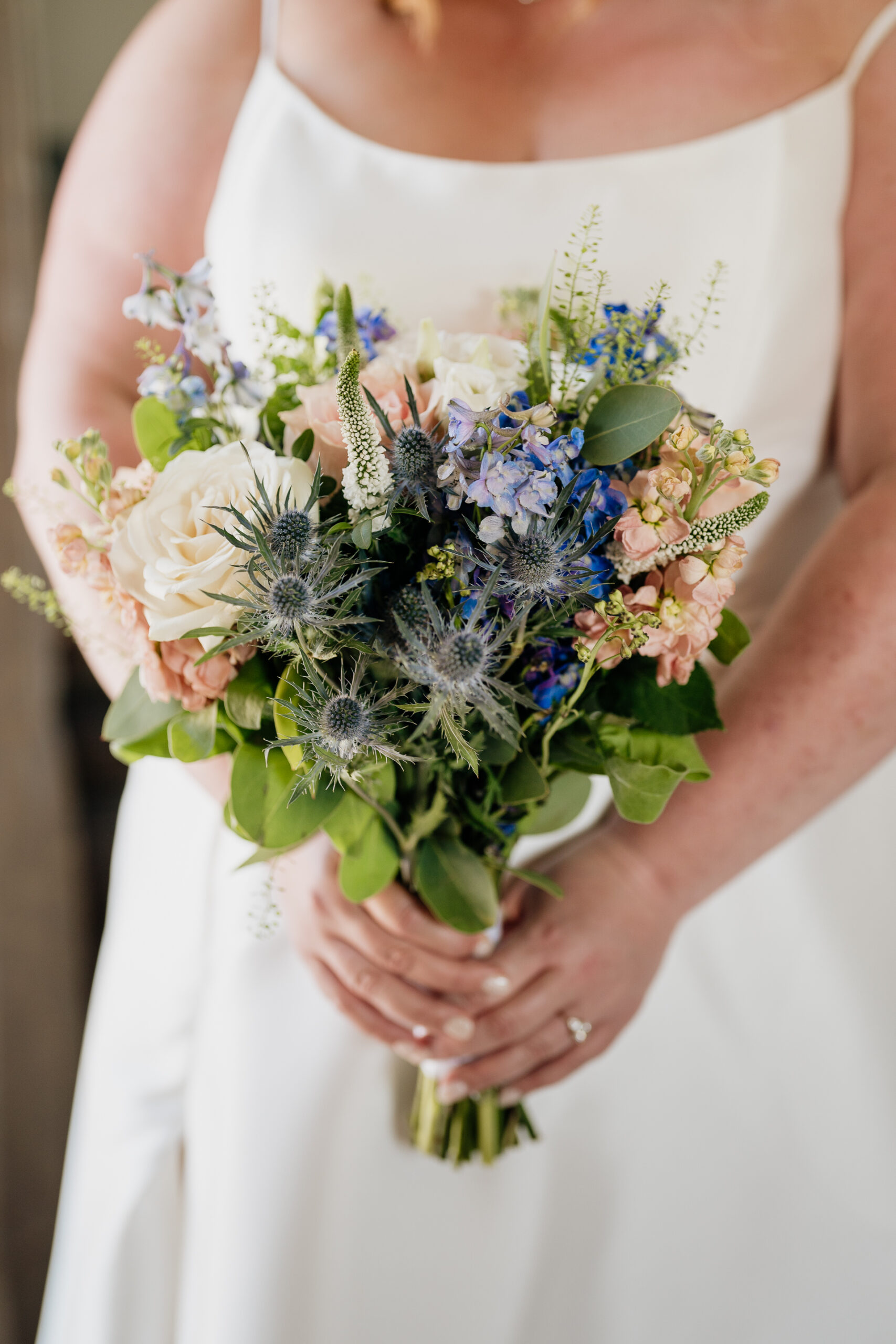 A woman holding flowers