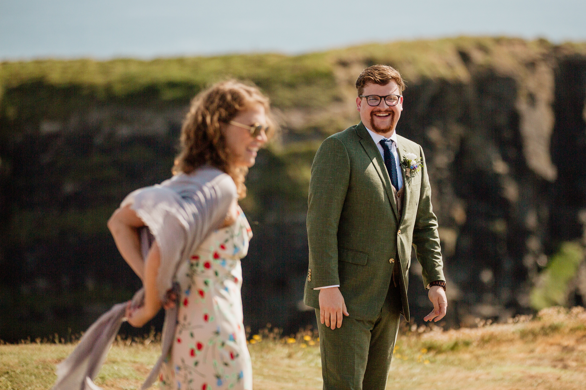 A man and woman walking