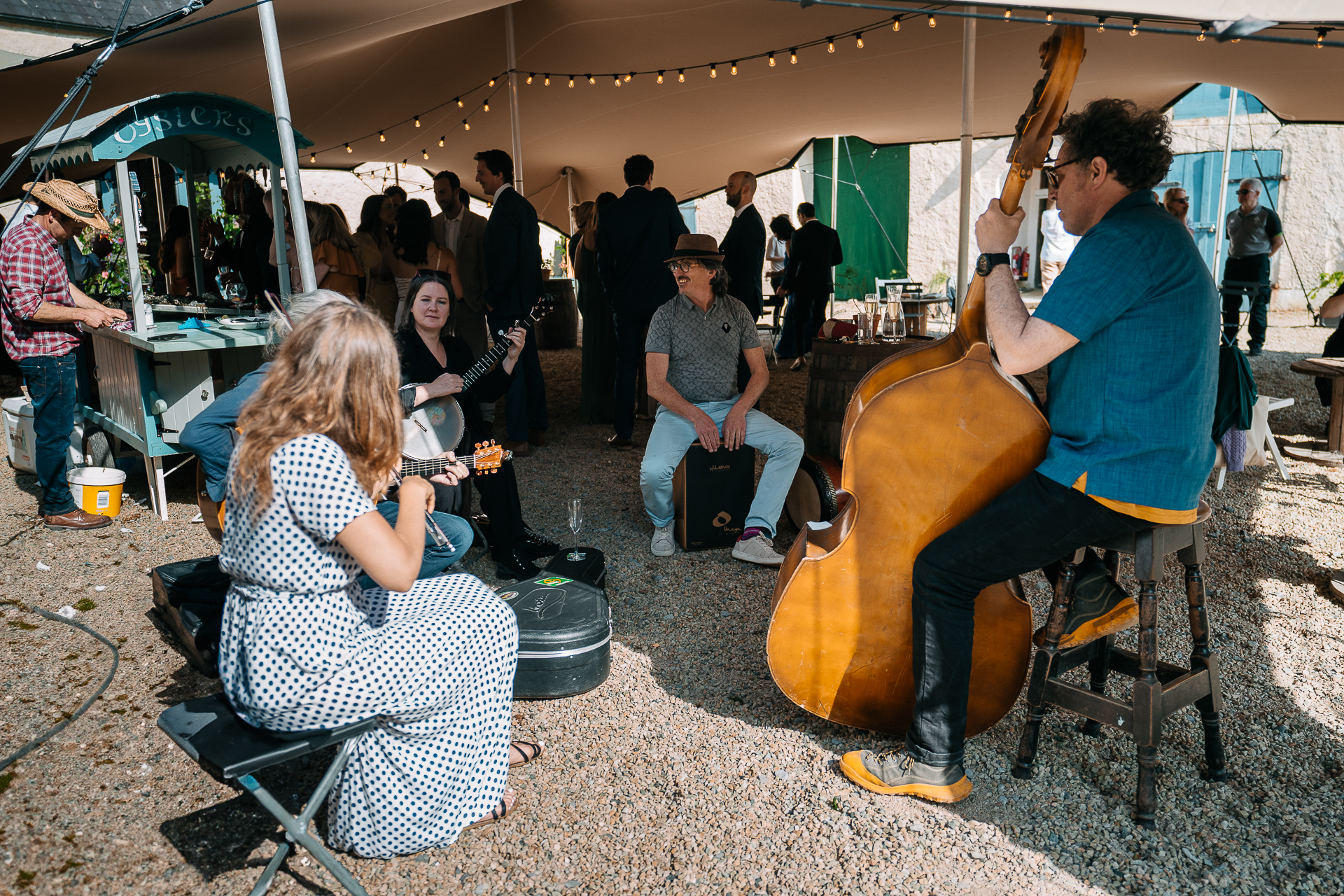 A group of people playing instruments