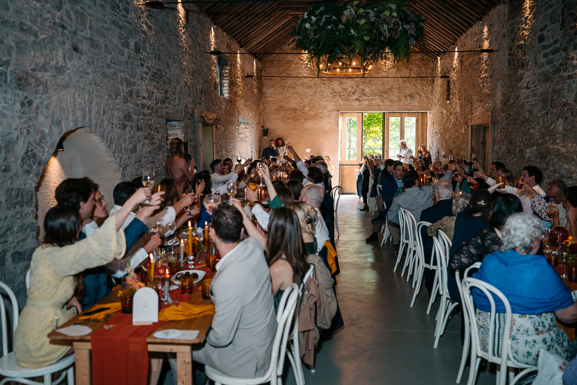 A group of people sitting at tables