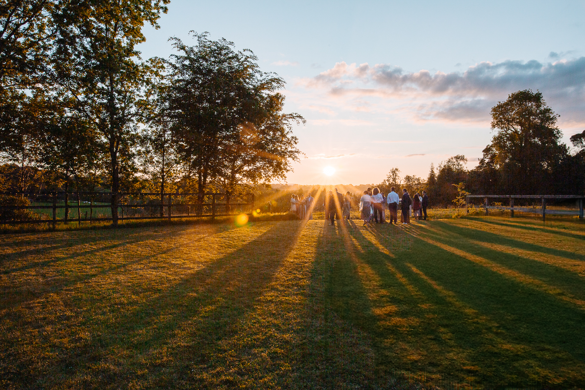 A group of people walking on a path in a park