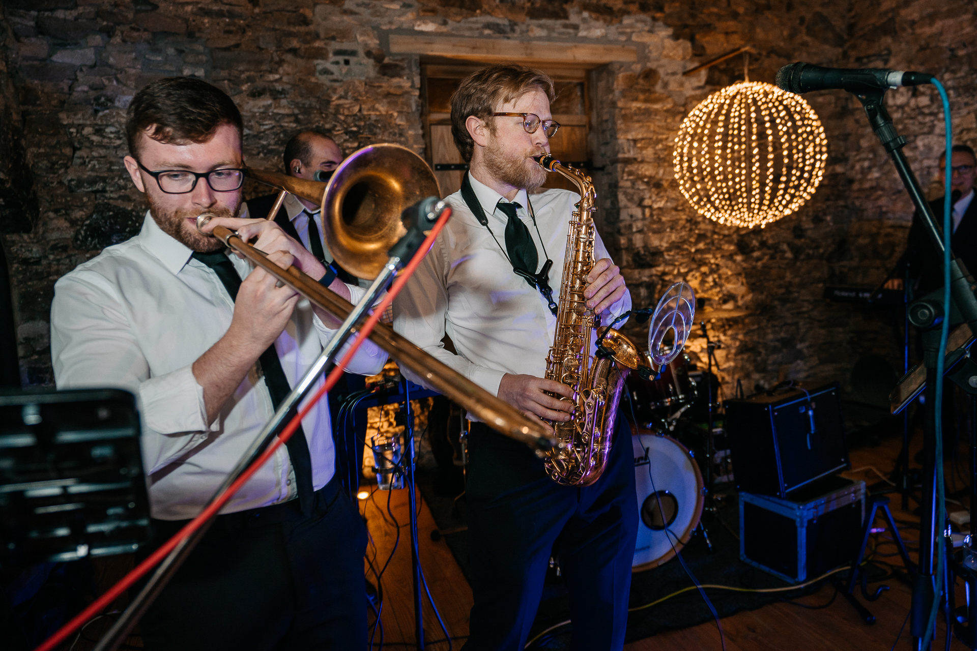 A group of men playing instruments