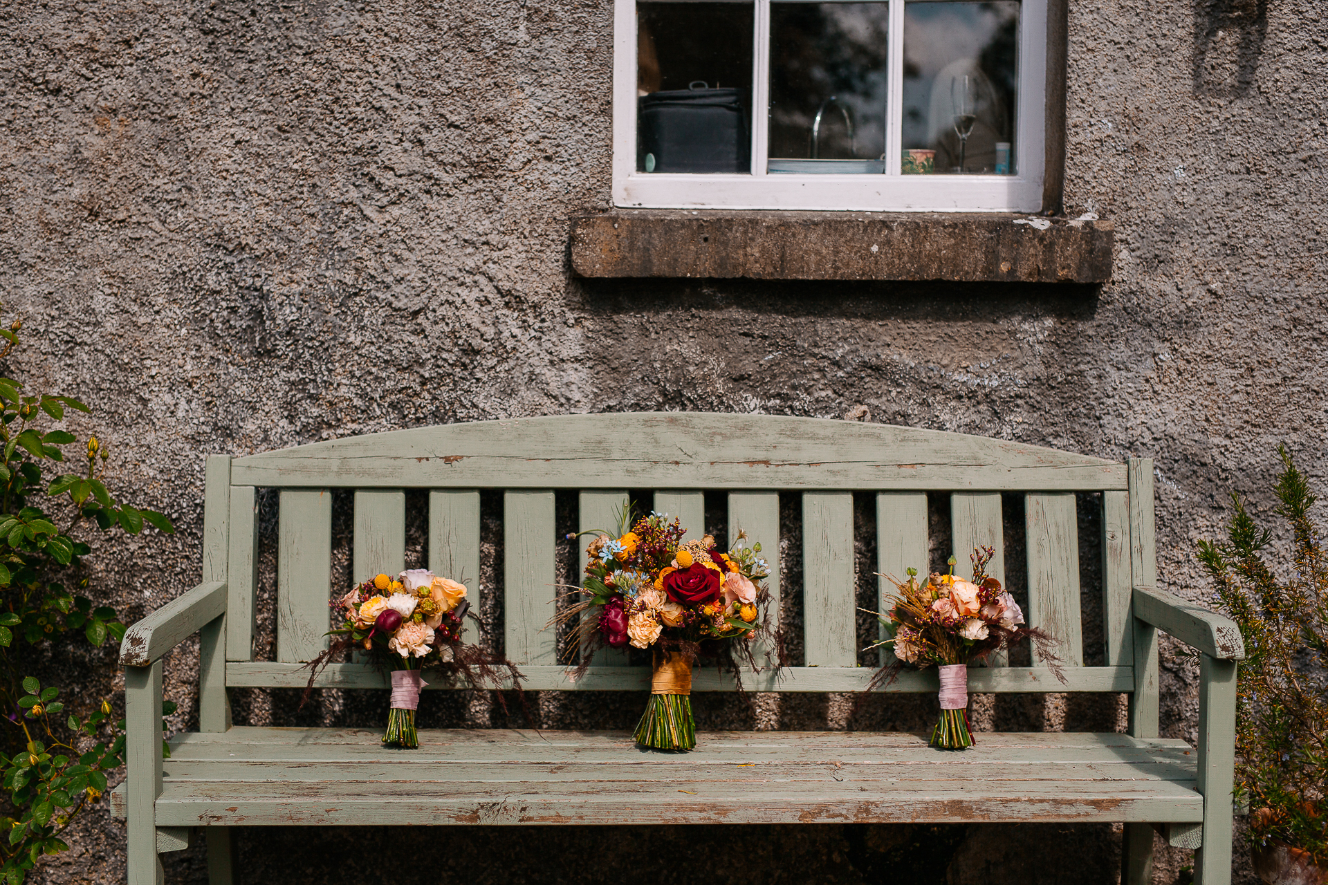 A bench with flowers