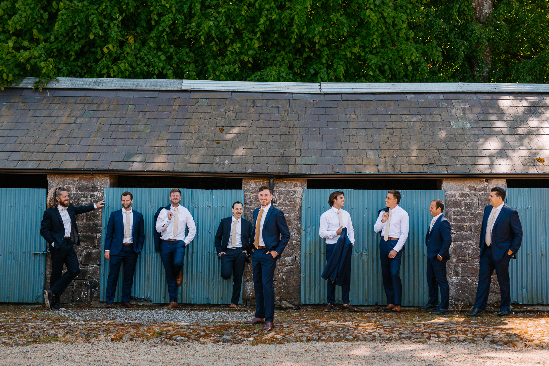 A group of people standing in front of a building