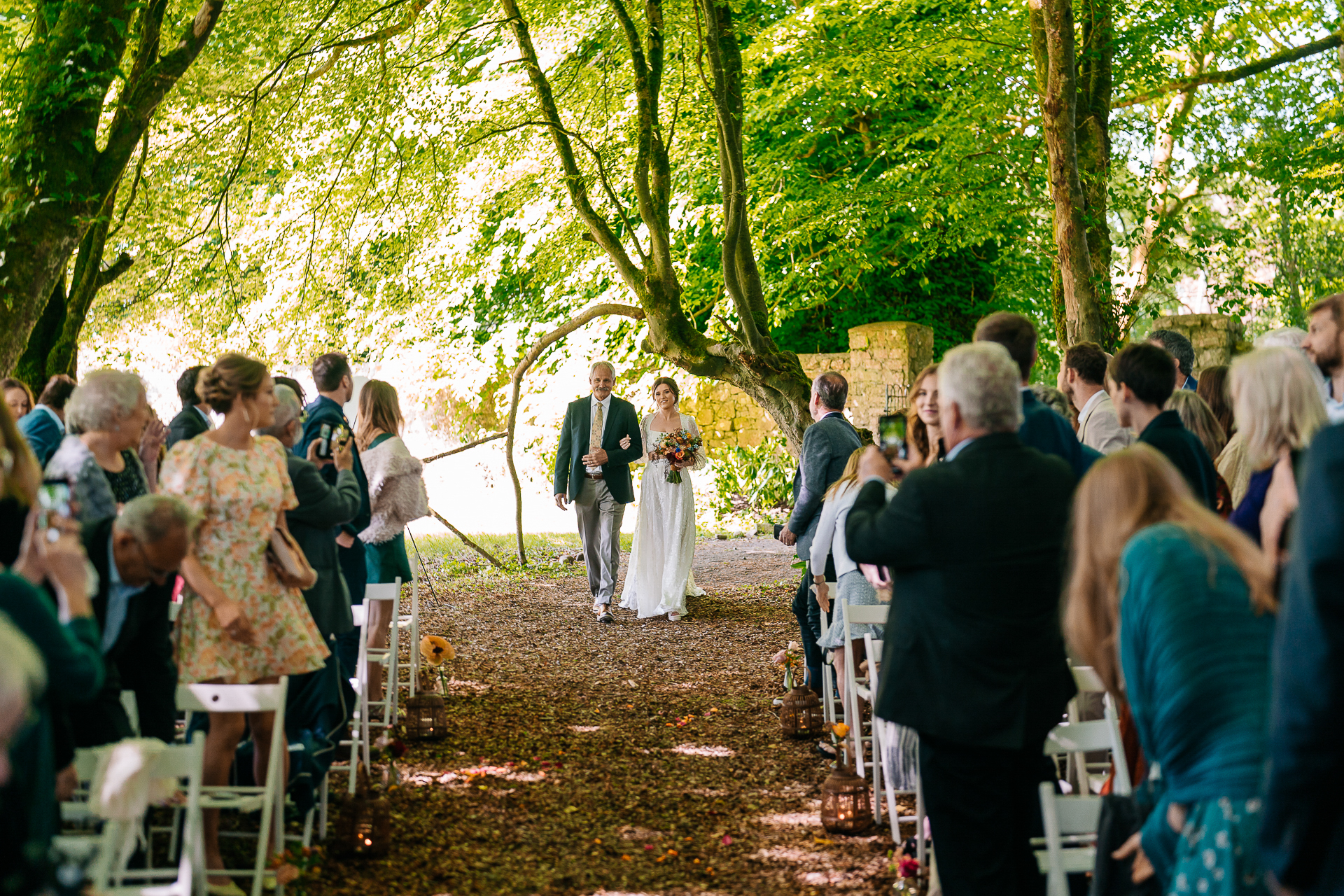 A wedding ceremony in a forest