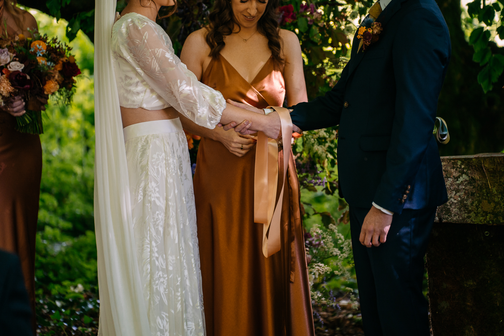 A man and woman in wedding attire