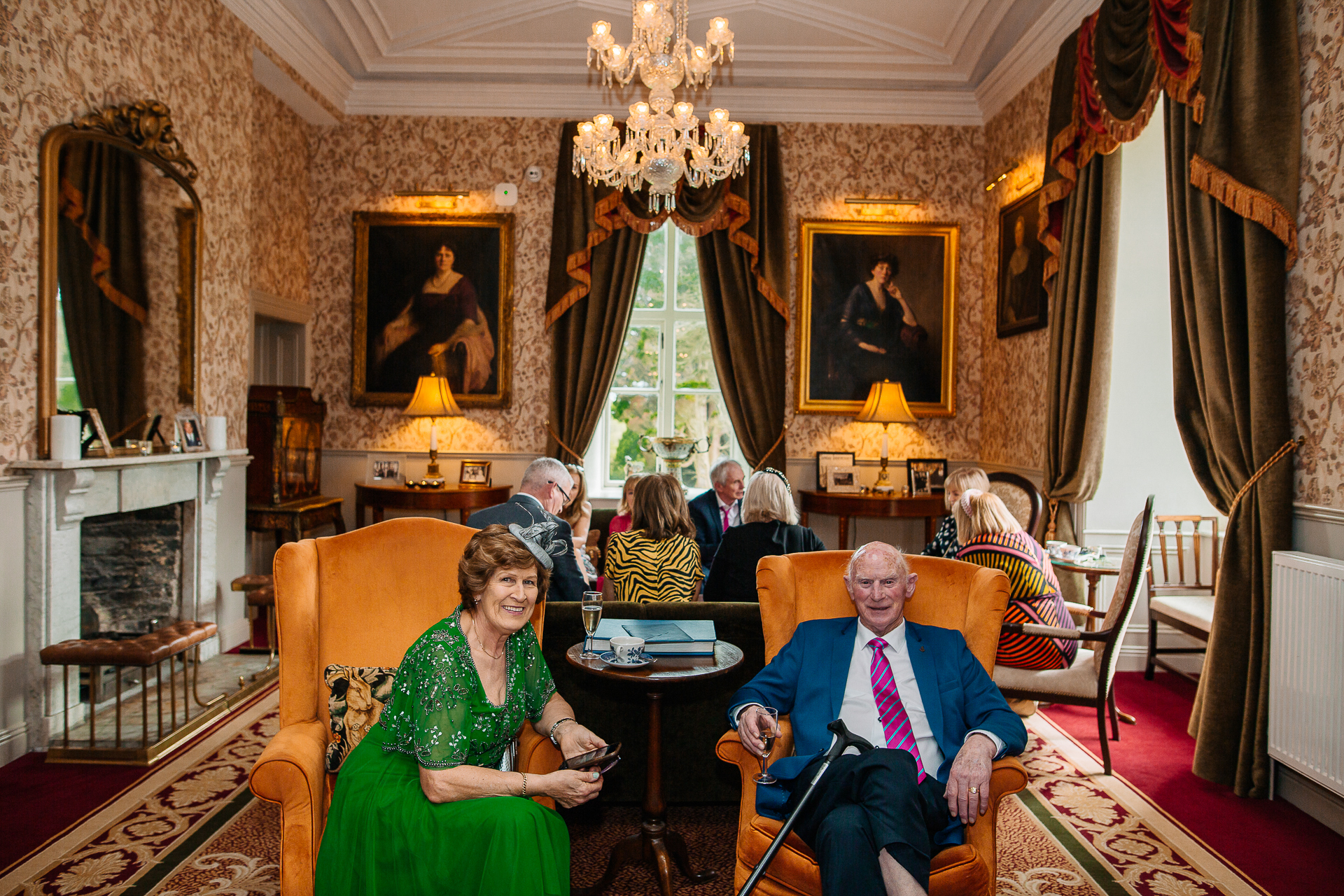 A group of people sitting in a room