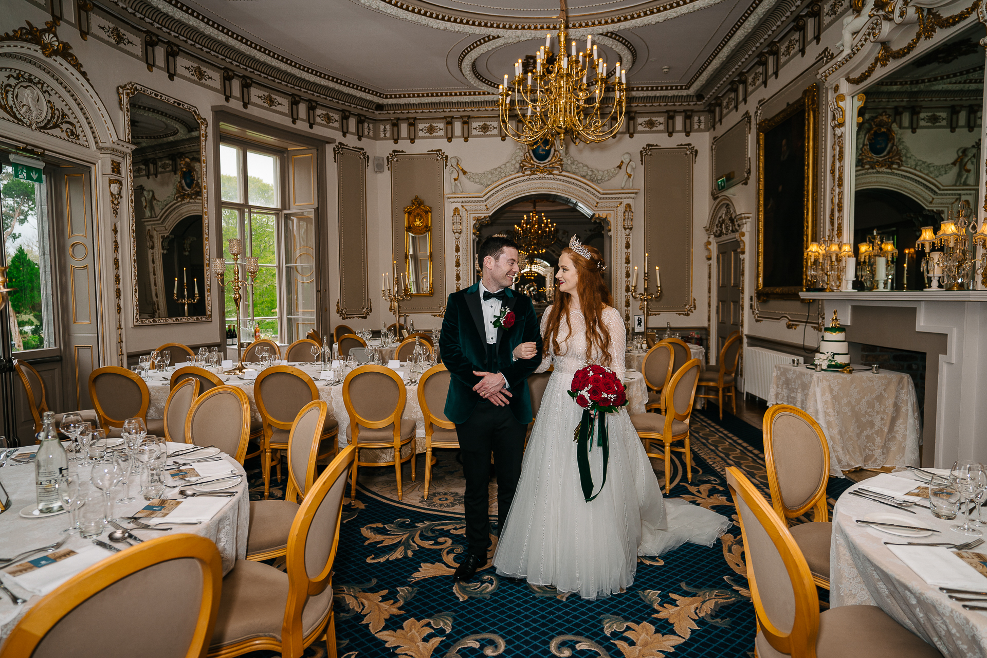 A man and woman in a fancy room