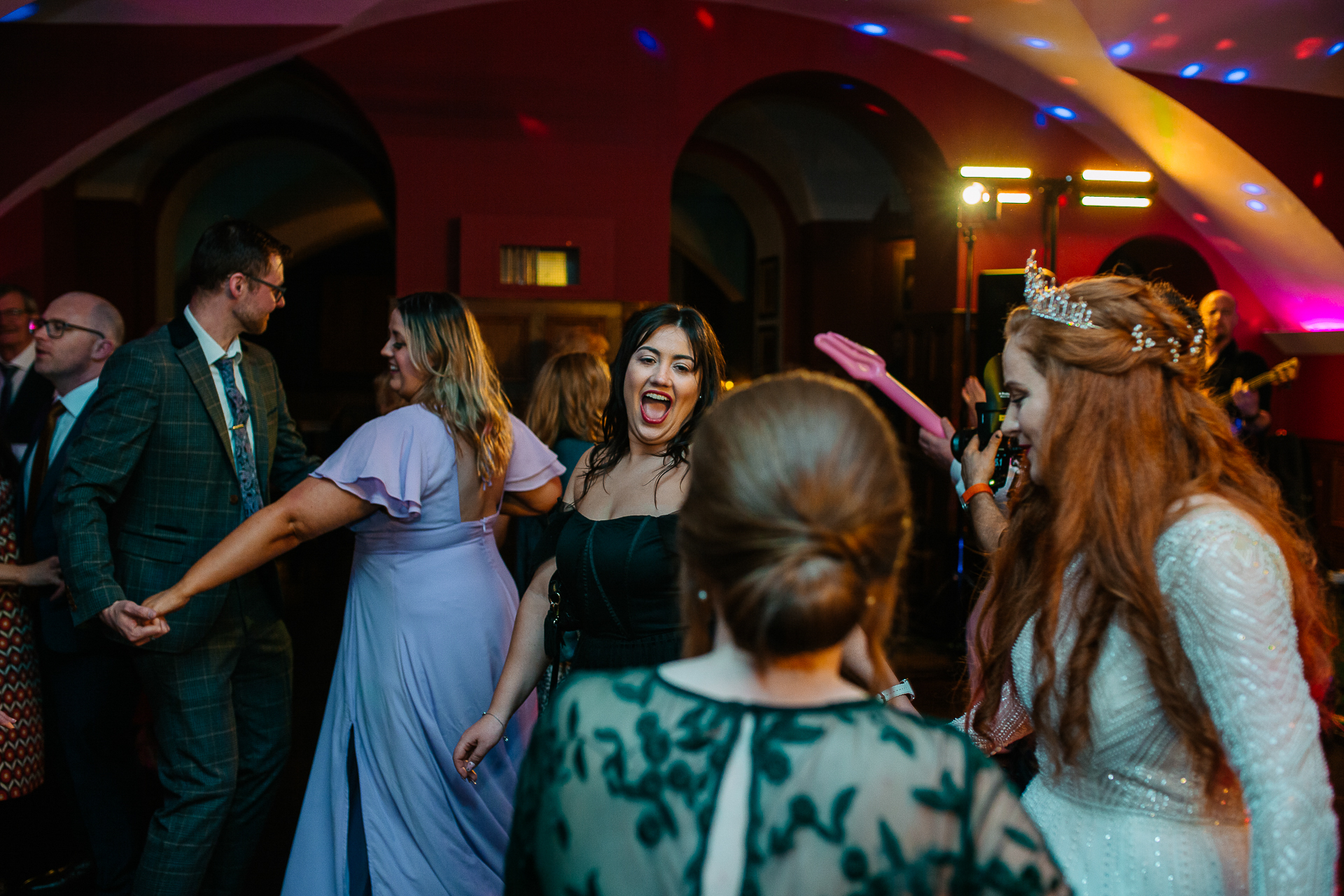 A group of people dancing