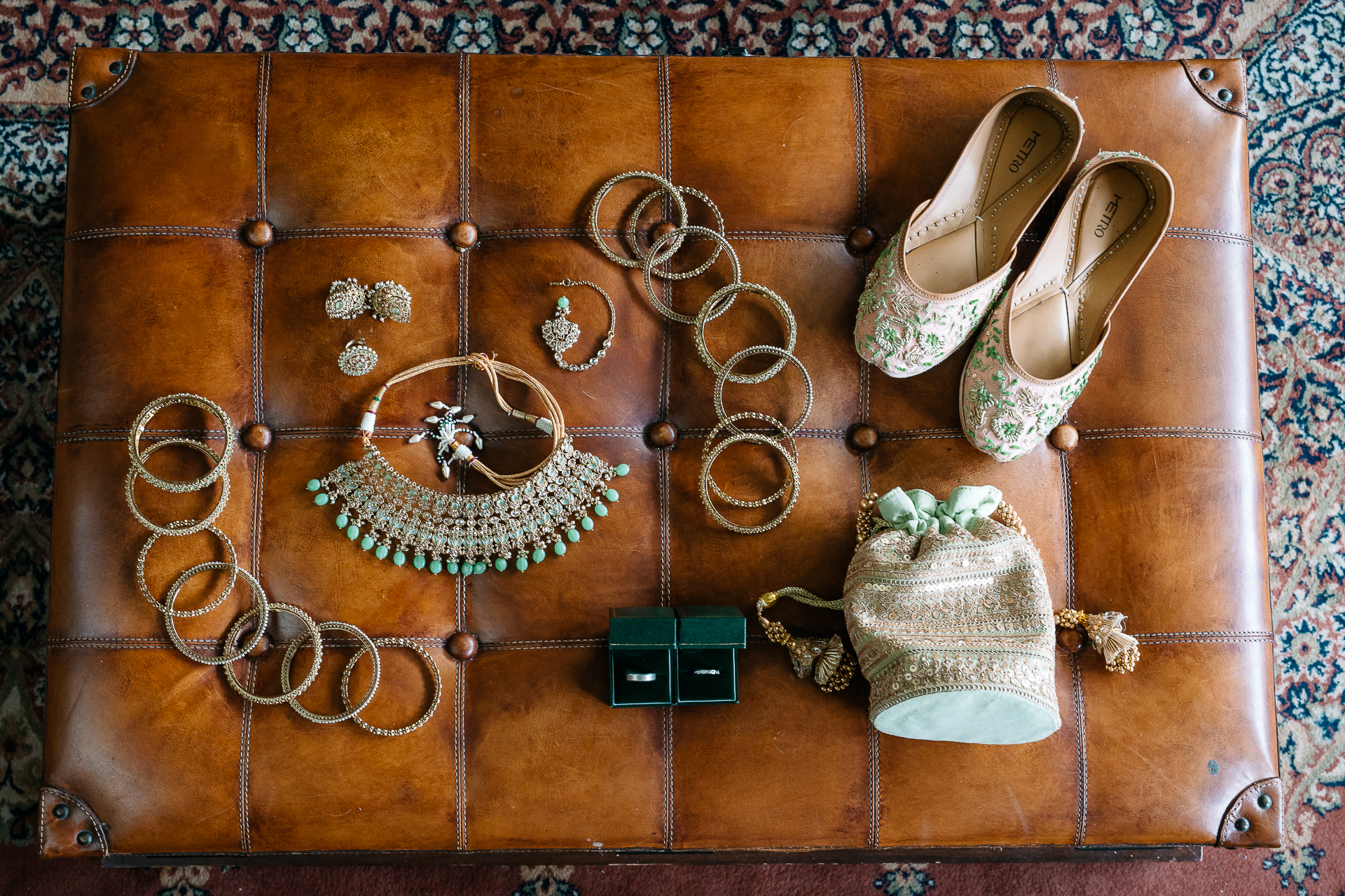 A group of purses on a table