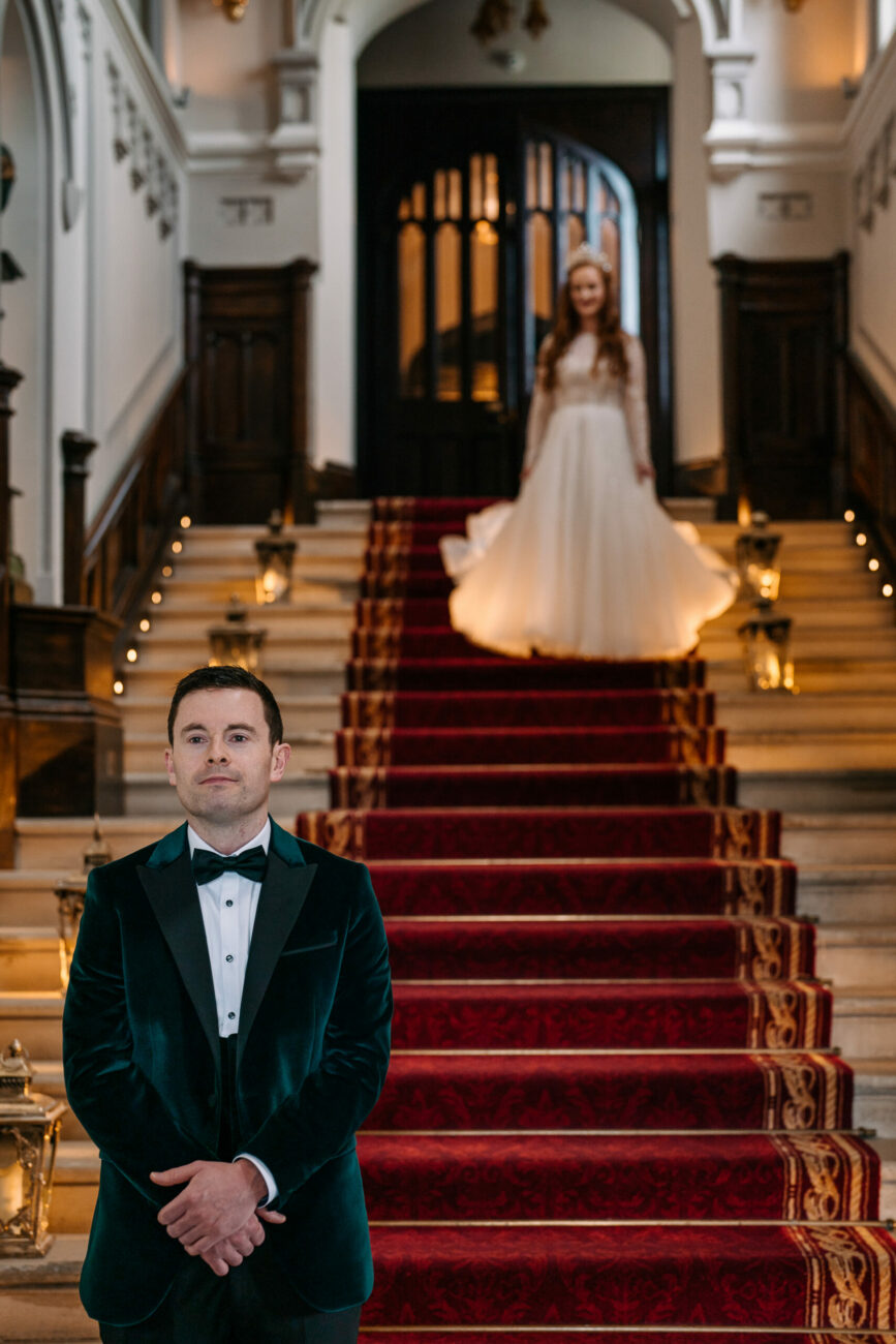 A person standing on the stairs