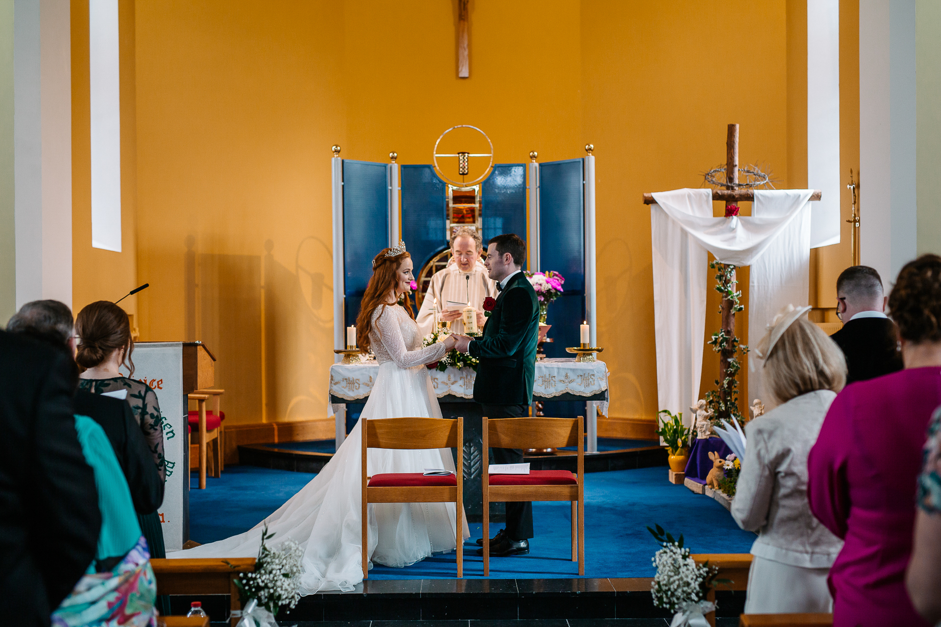 A bride and groom at a wedding