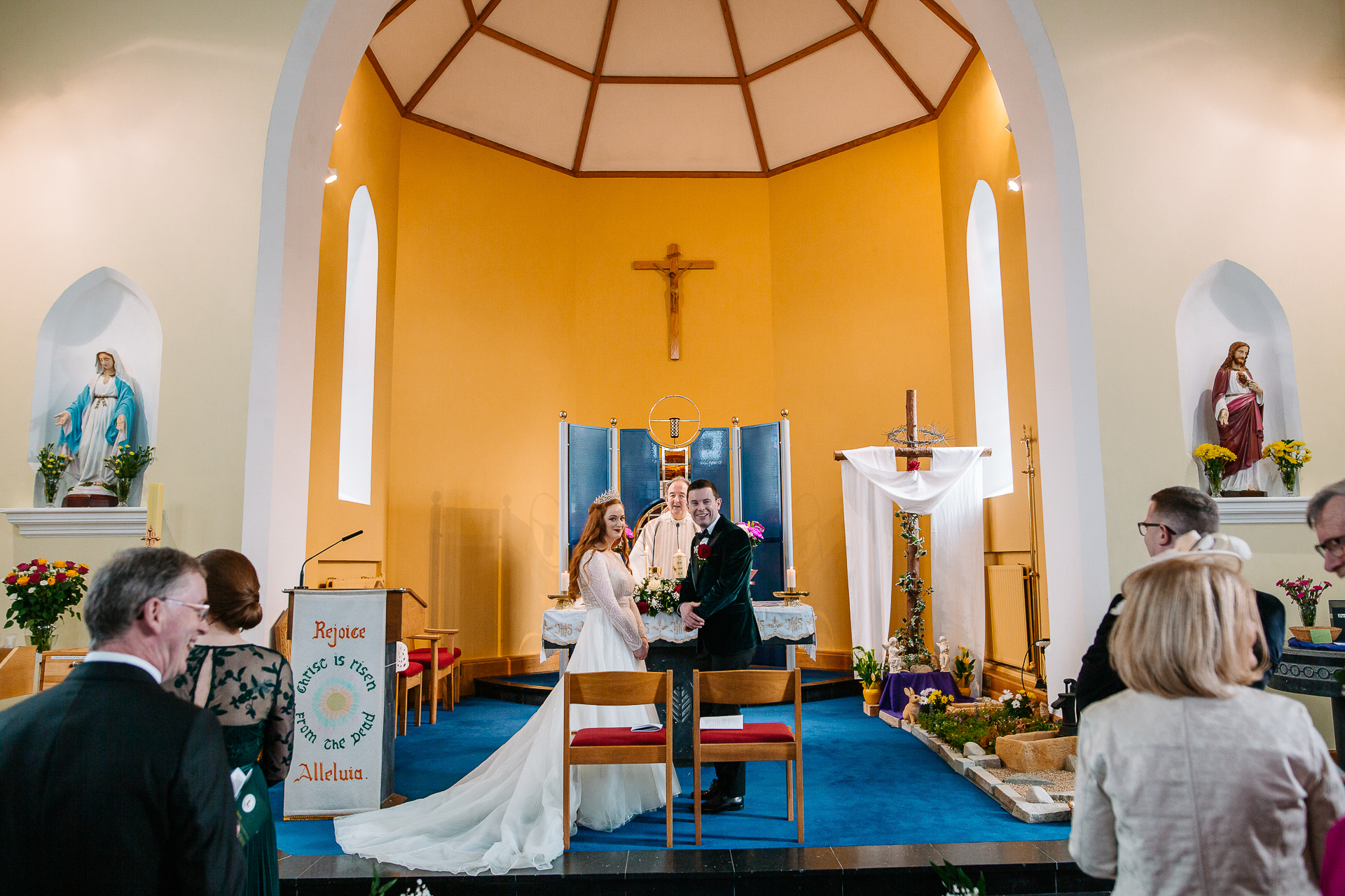 A group of people in a church