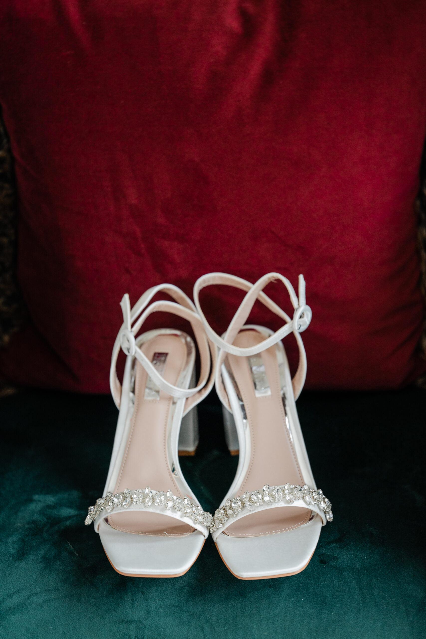 A pair of white sandals