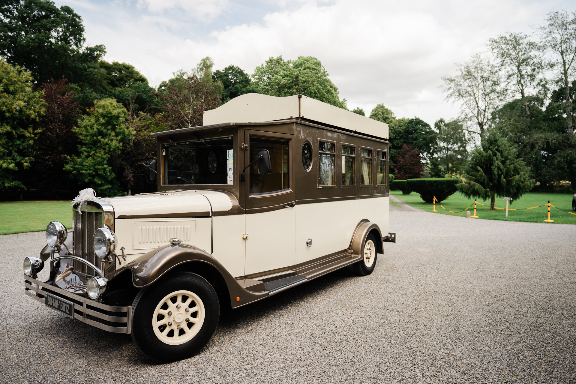 An old bus parked on a road