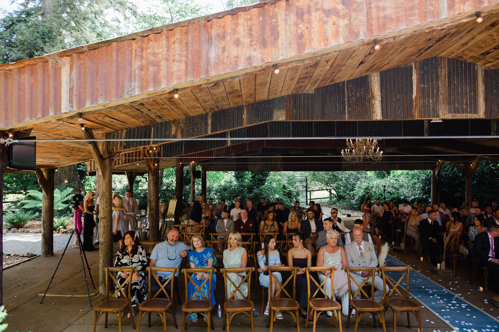 A group of people sitting in chairs