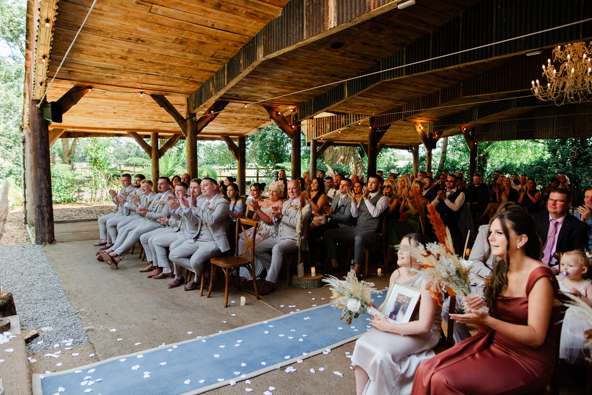 A group of people sitting in chairs