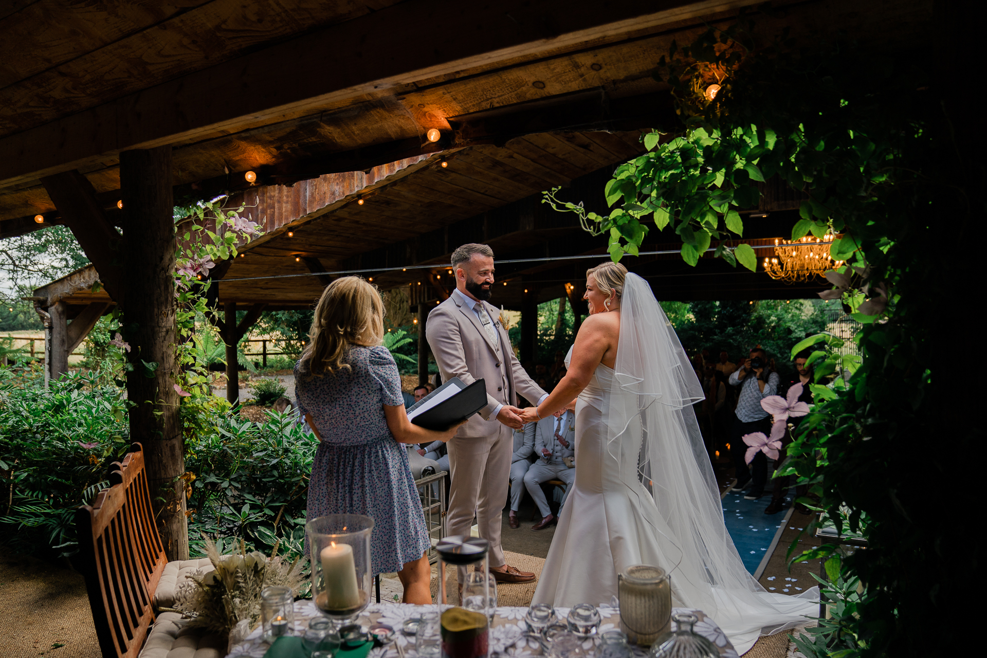 A bride and groom getting married