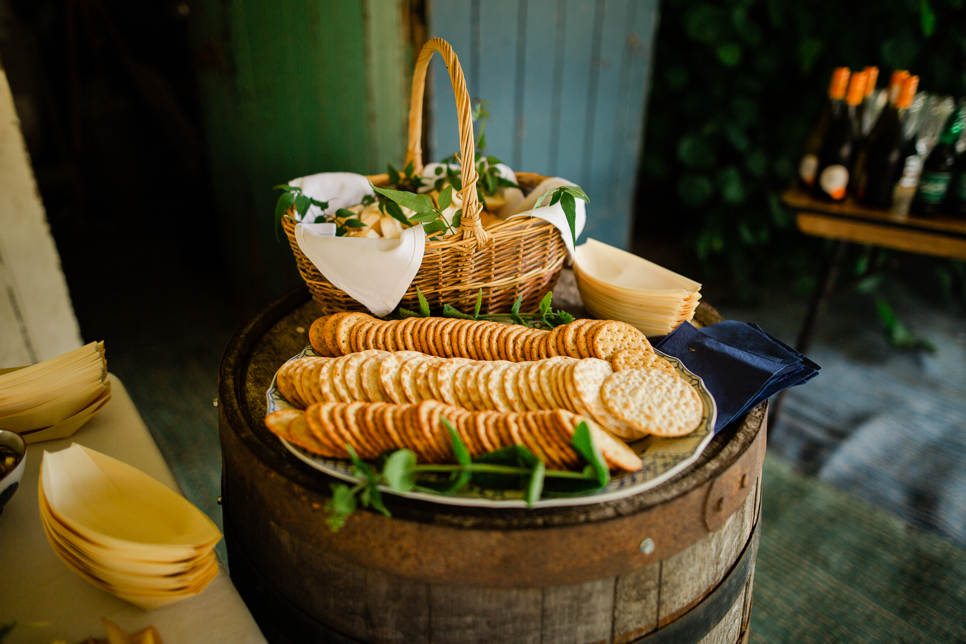 A basket of bread and vegetables