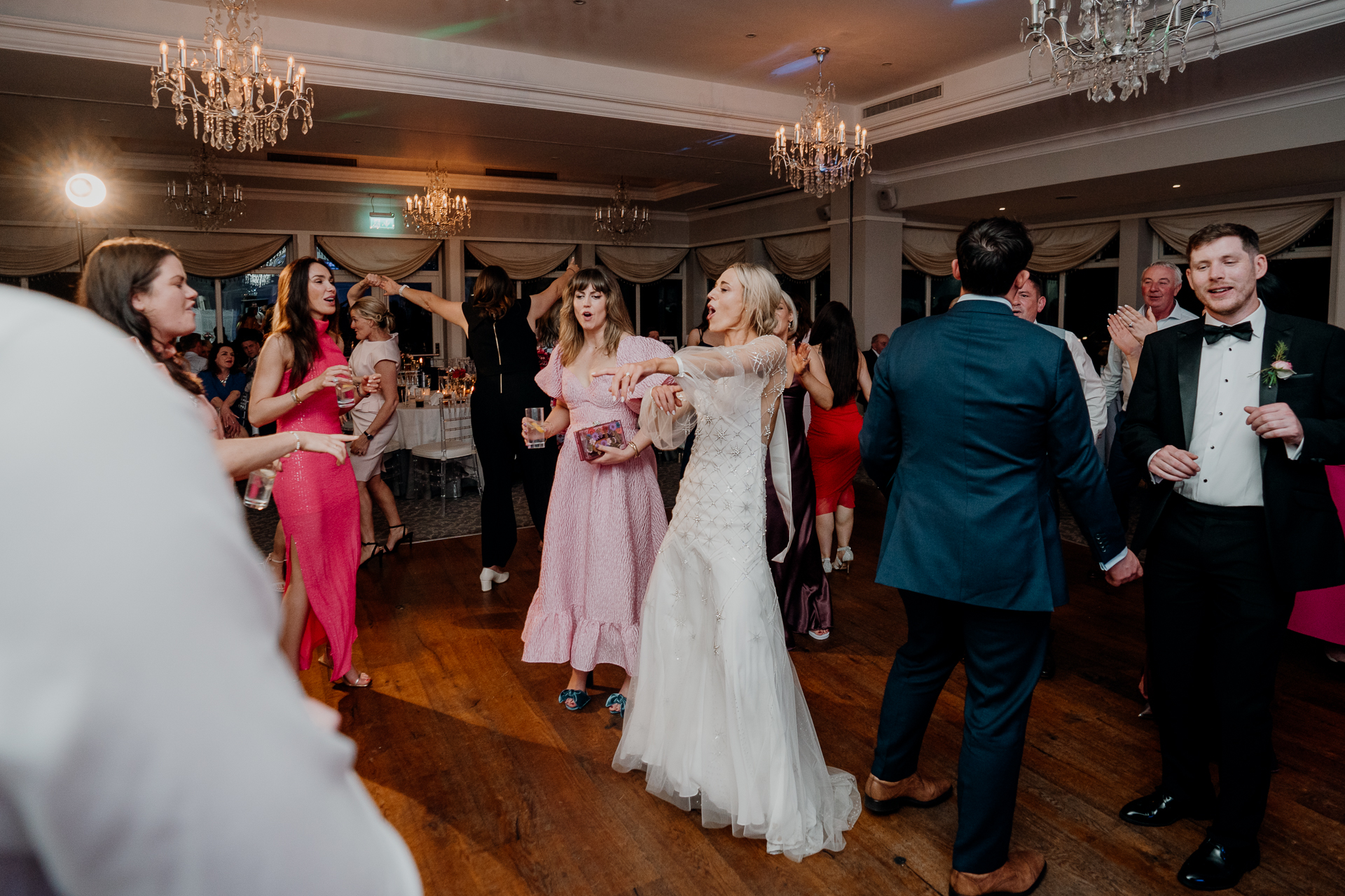 A group of people dancing