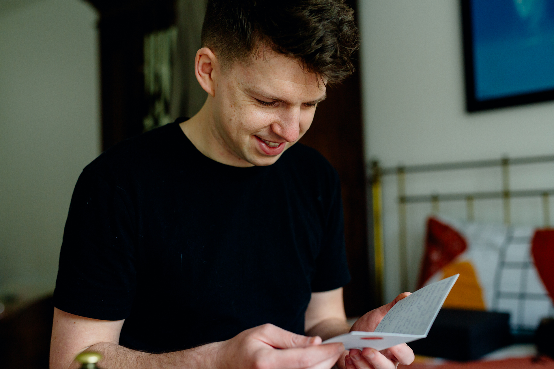 A man looking at a book