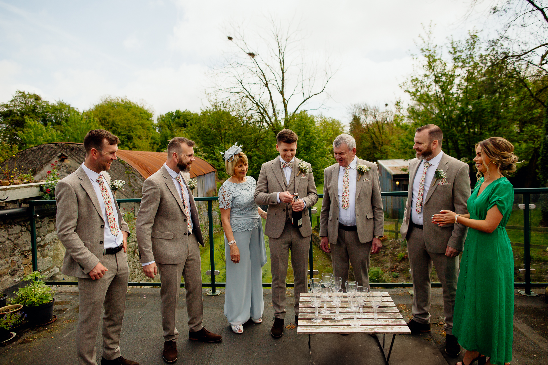 A group of people standing outside