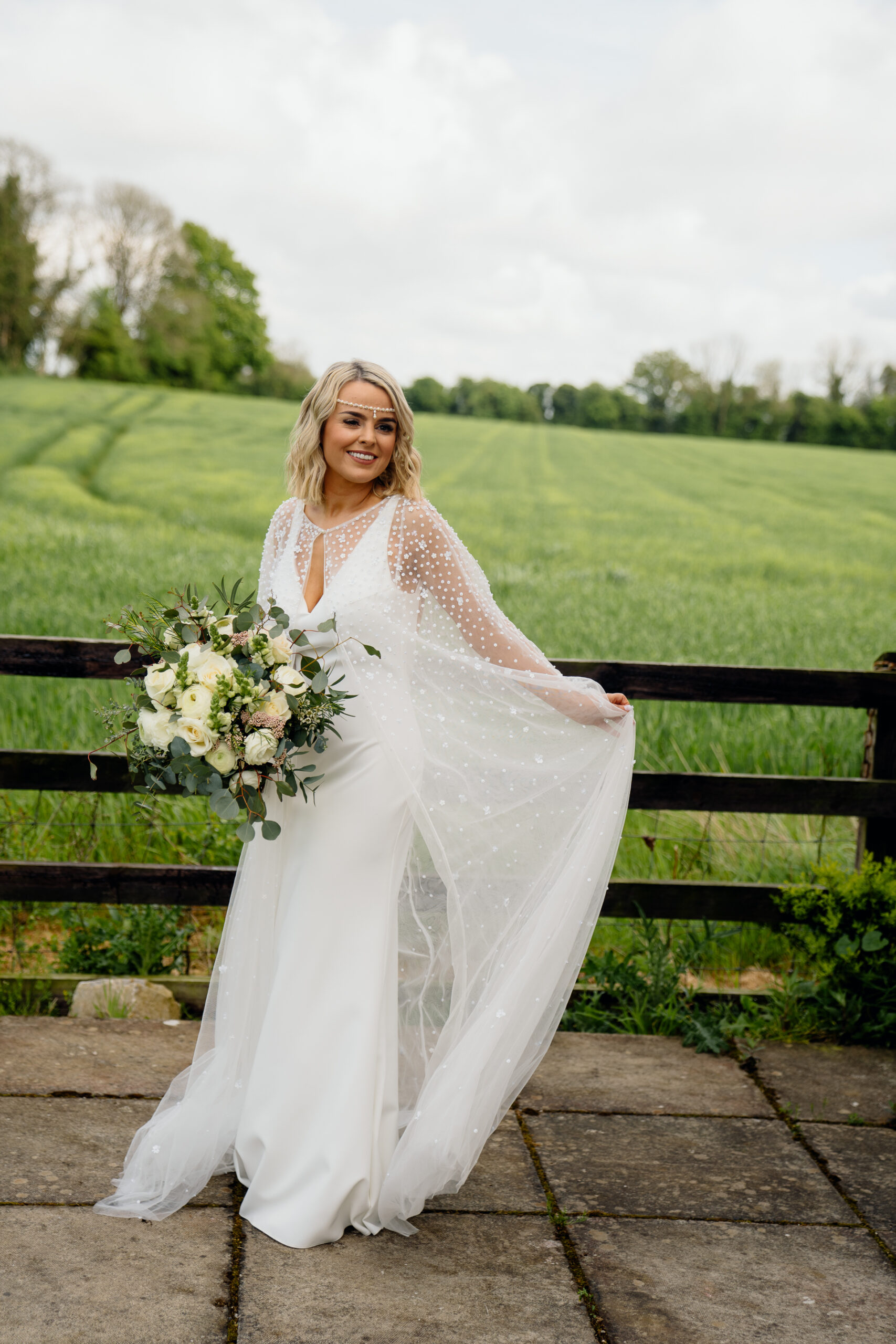 A woman in a white dress