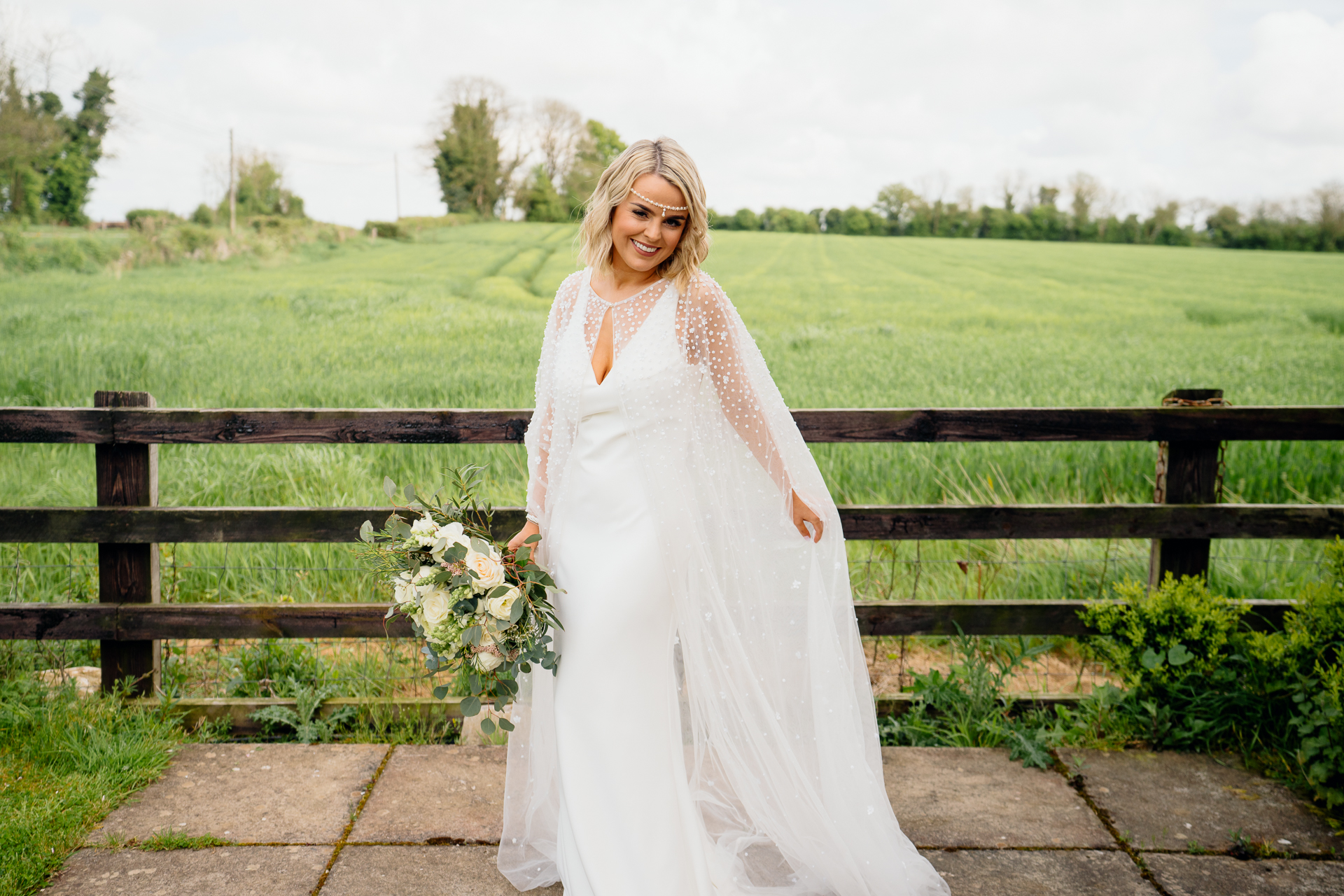 A woman in a white dress