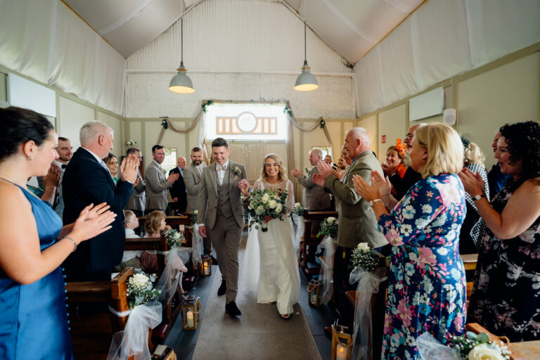 A wedding party in a church