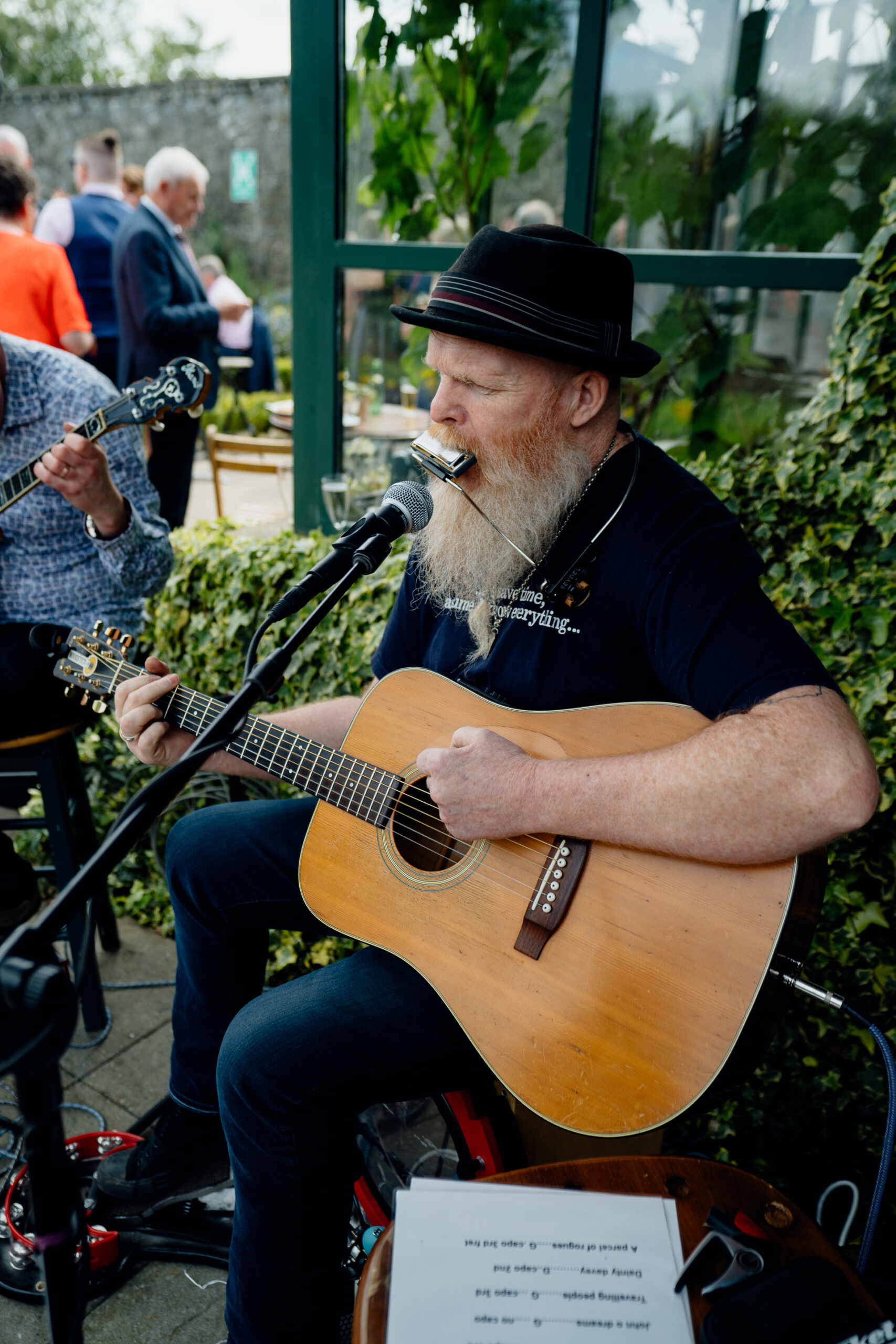 A person playing a guitar