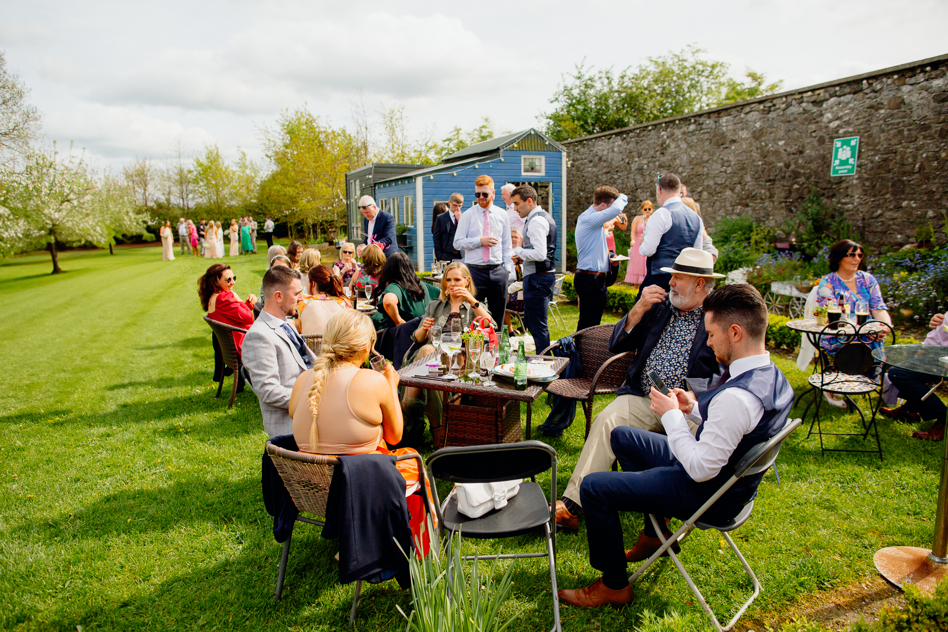 A group of people sitting at tables