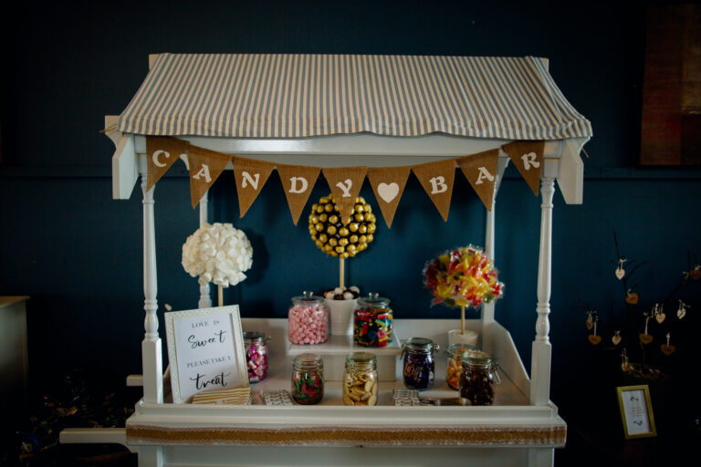 A display of flowers and candles