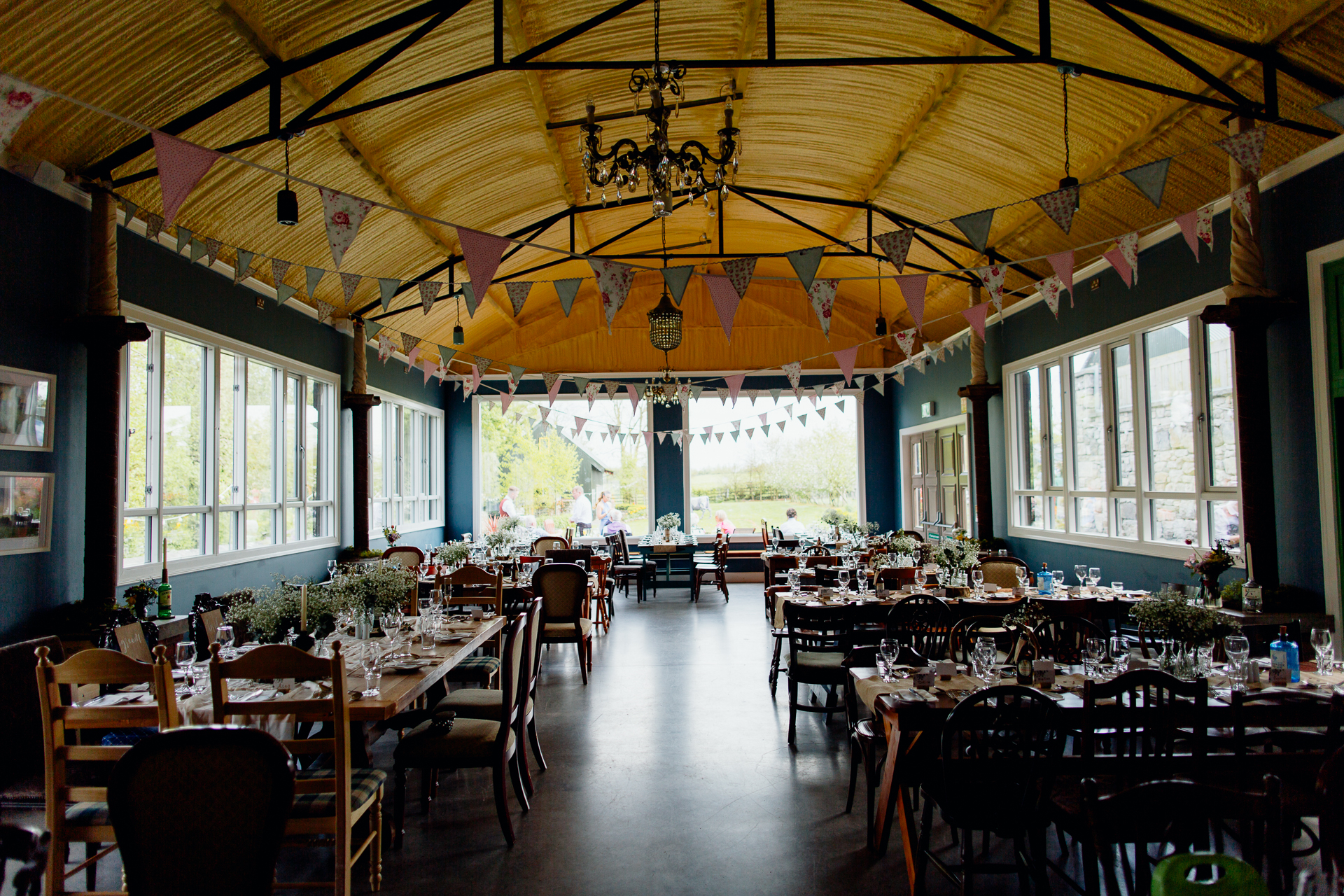 A room with tables and chairs