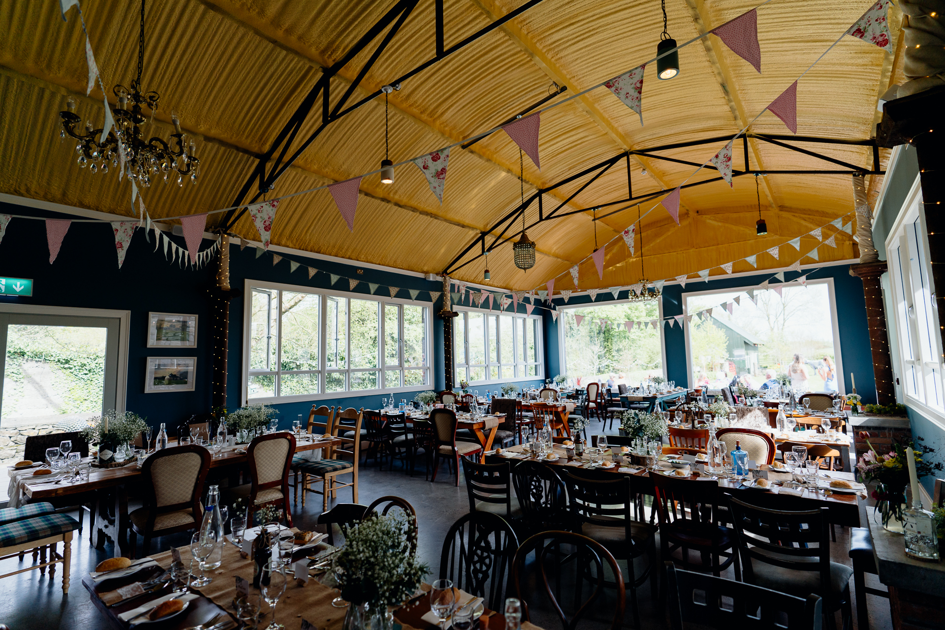 A room with tables and chairs