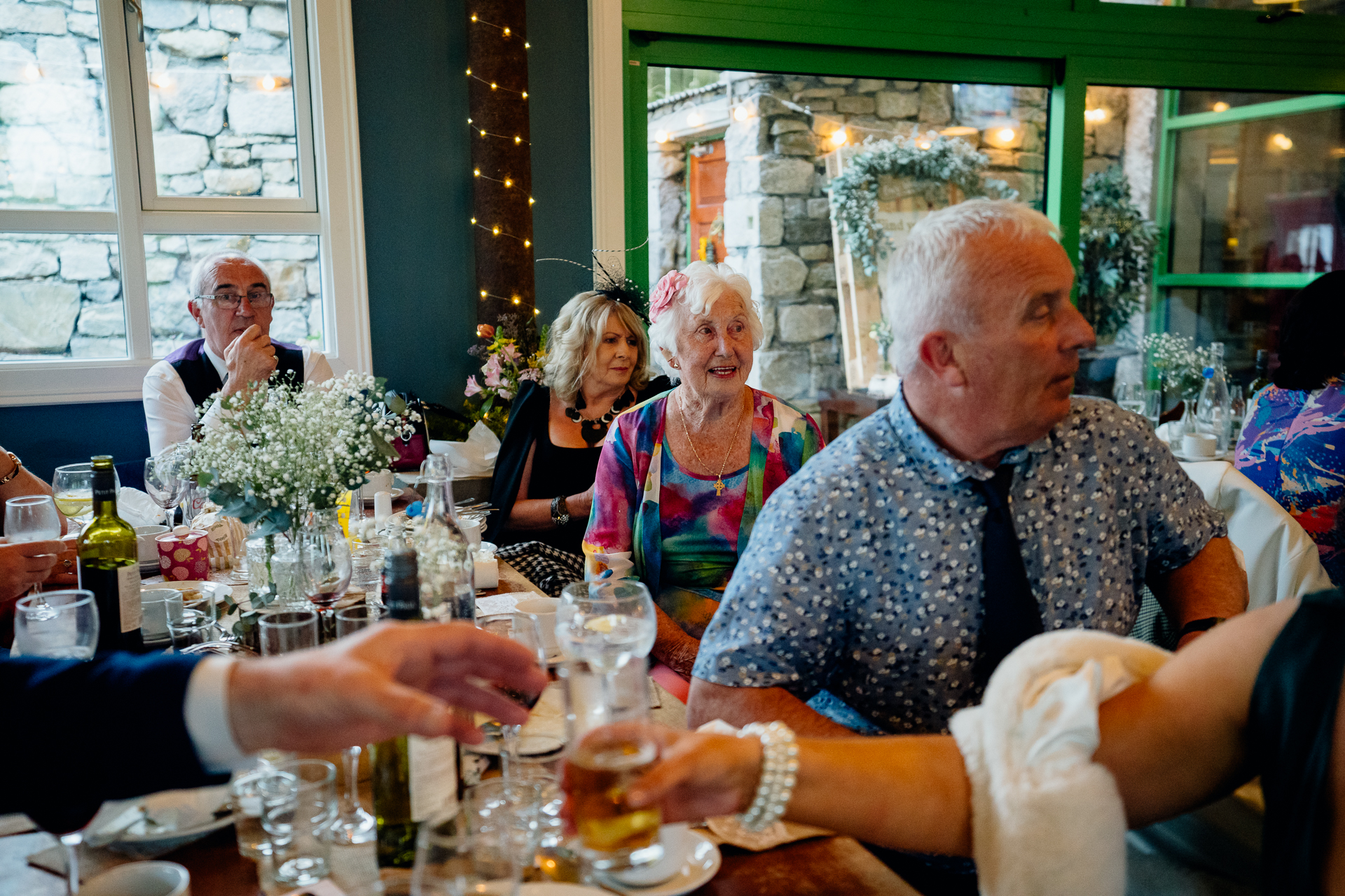 A group of people sitting at a table