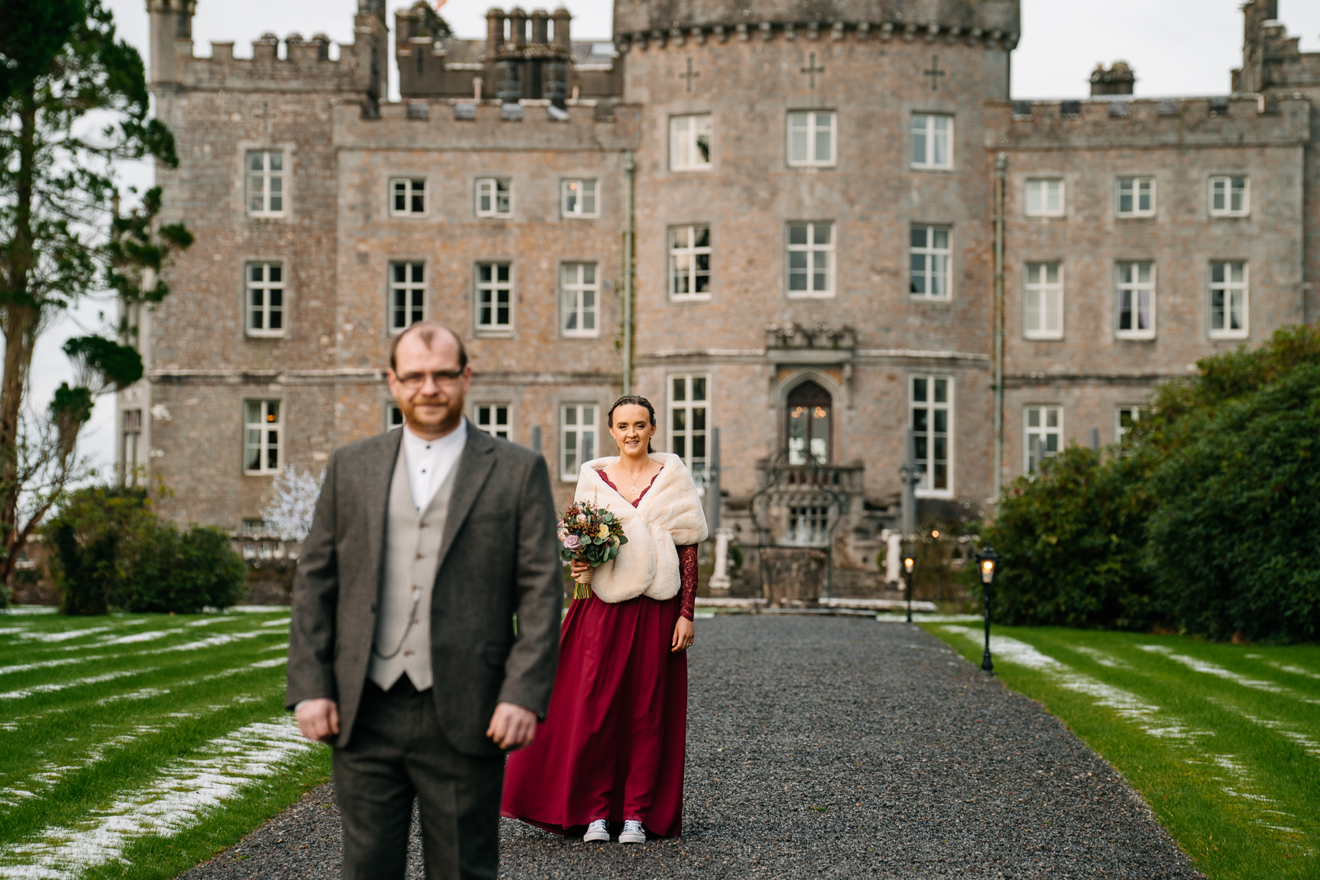 A man and woman in formal wear