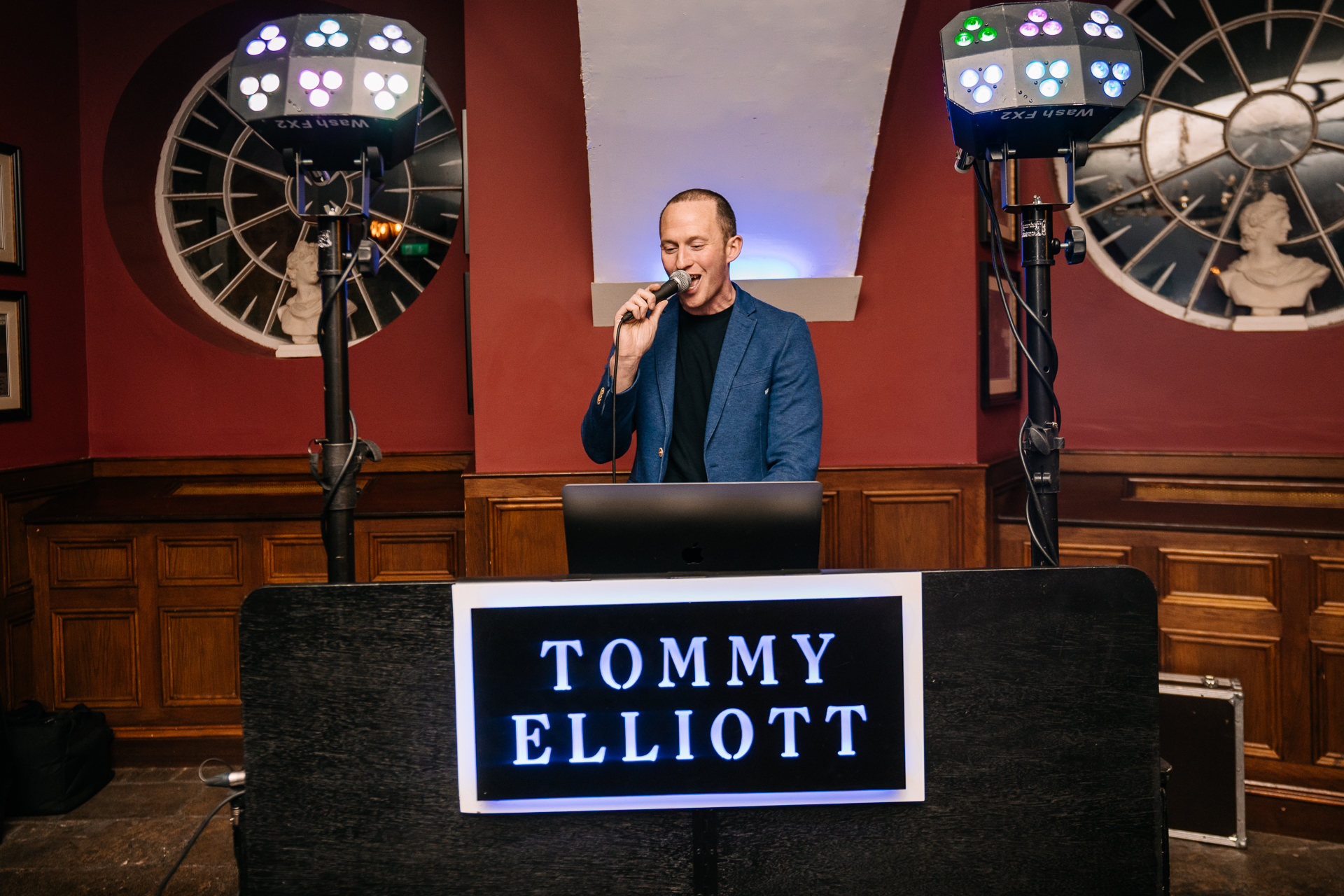 A man speaking into a microphone