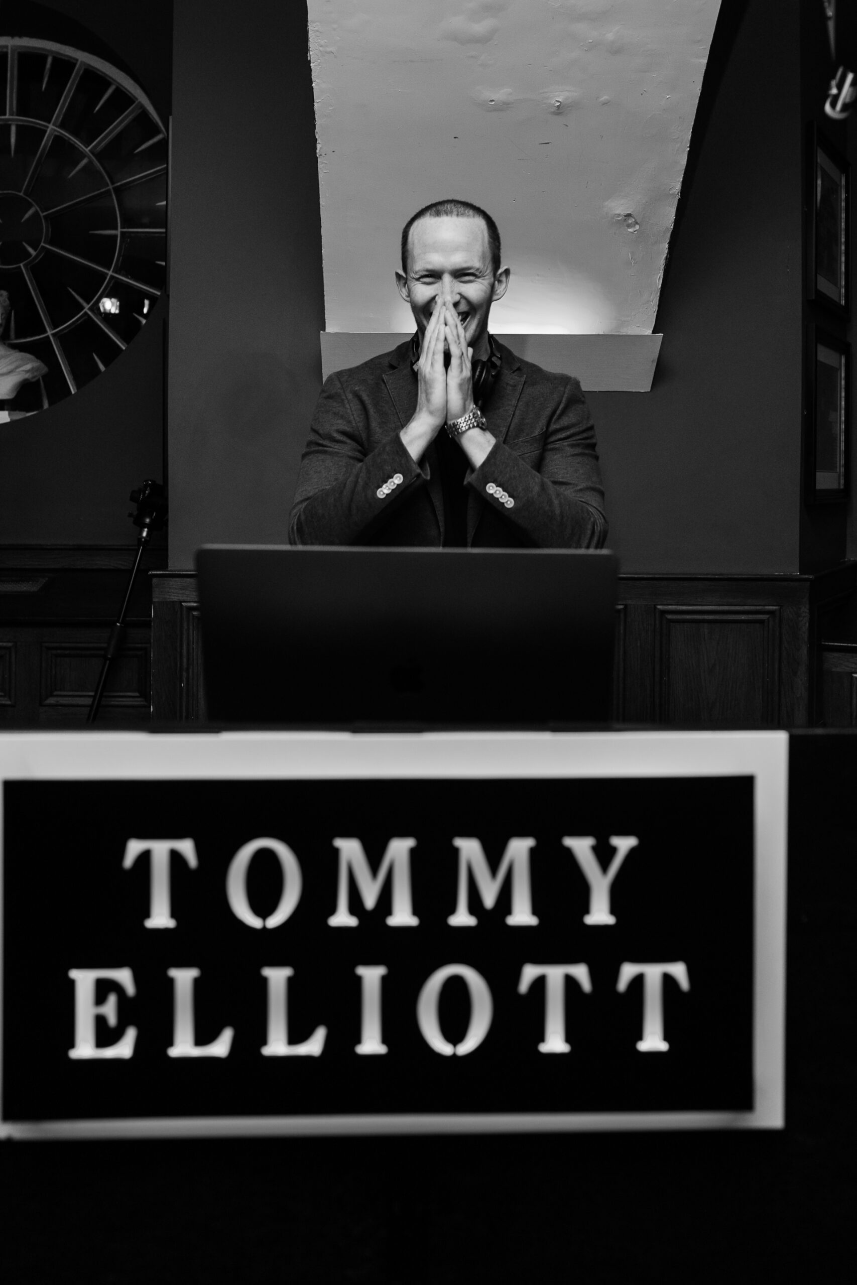 A man sitting at a desk