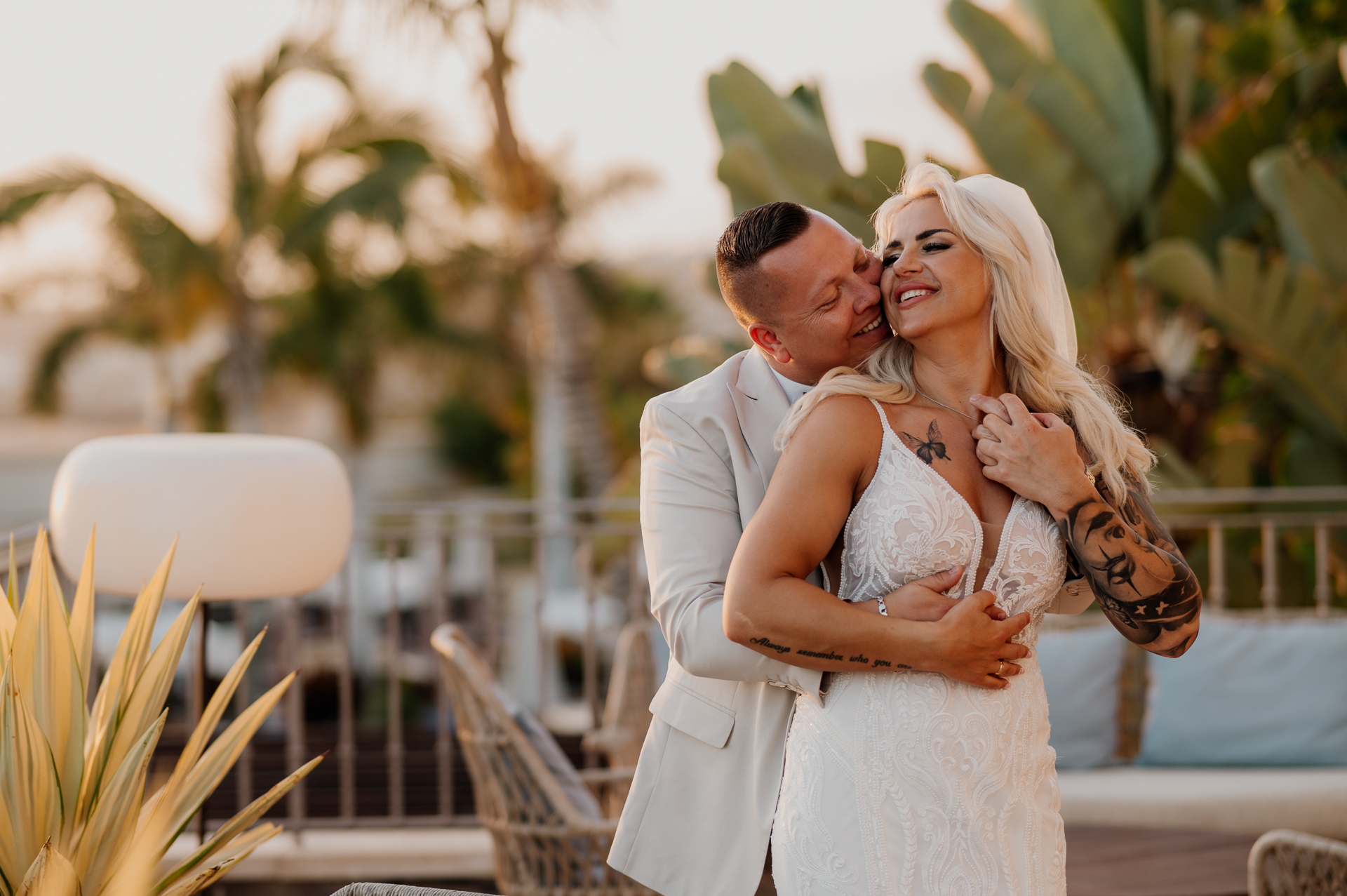 A man and woman posing for a picture