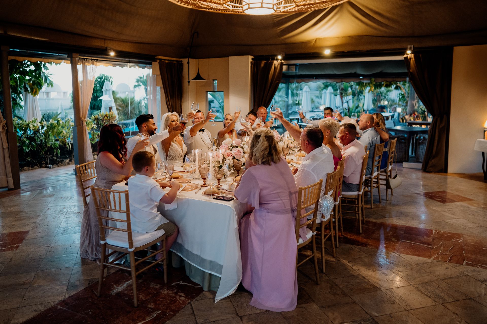 A group of people sitting at a table