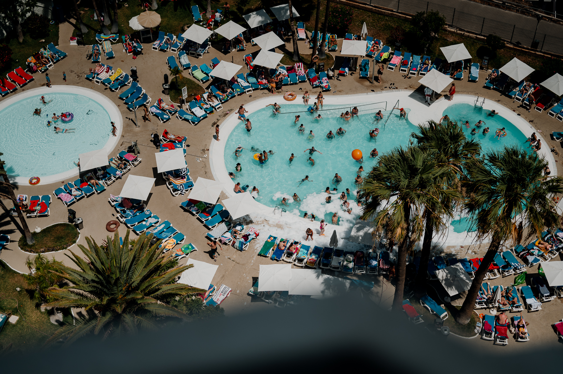 A large pool with people in it