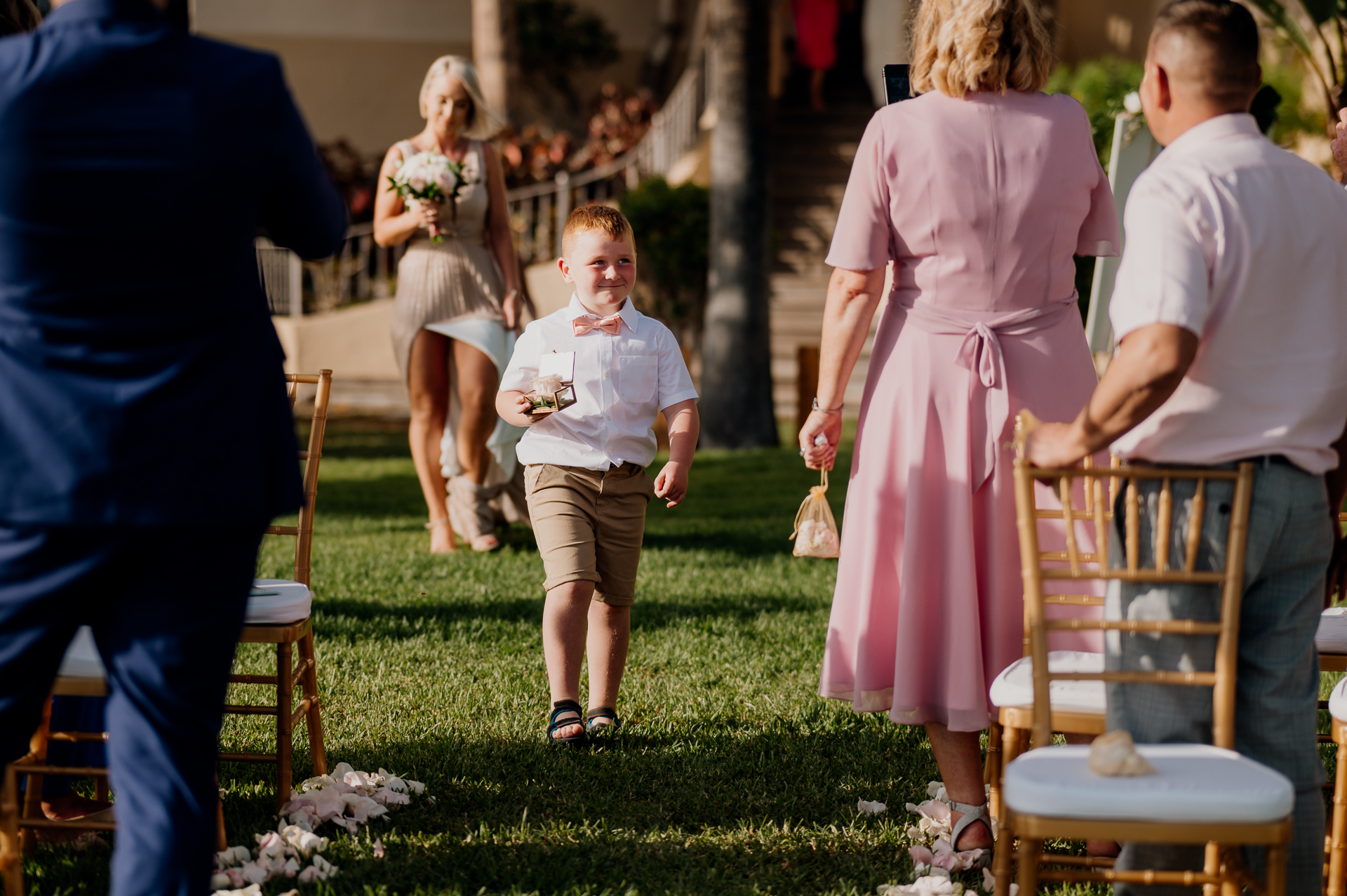 A child walking on grass