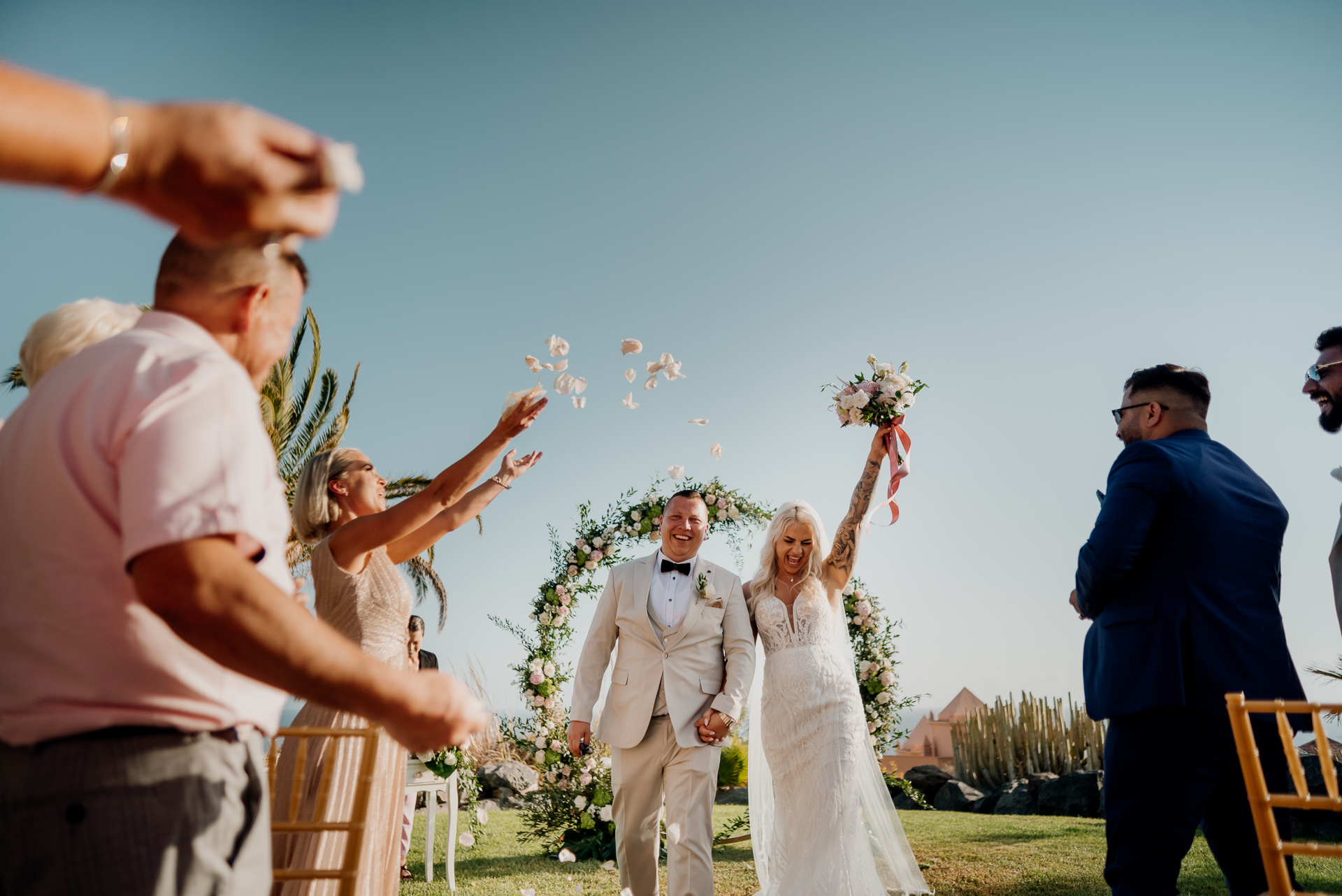 A bride and groom at a wedding