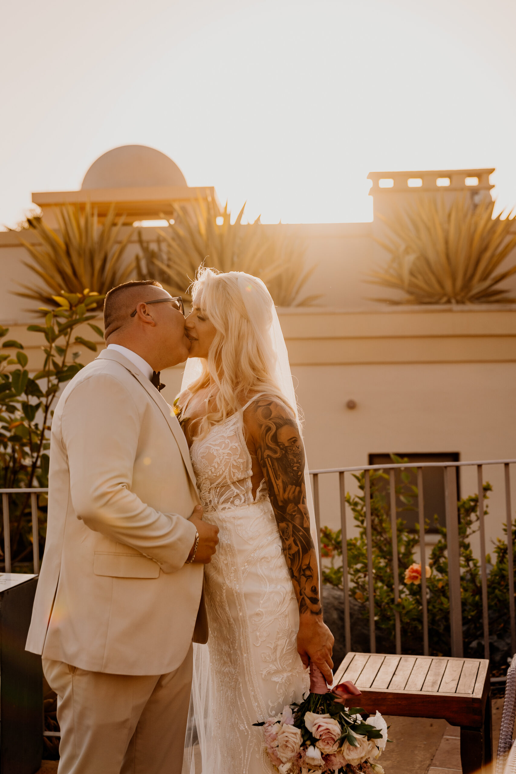 A man and woman kissing