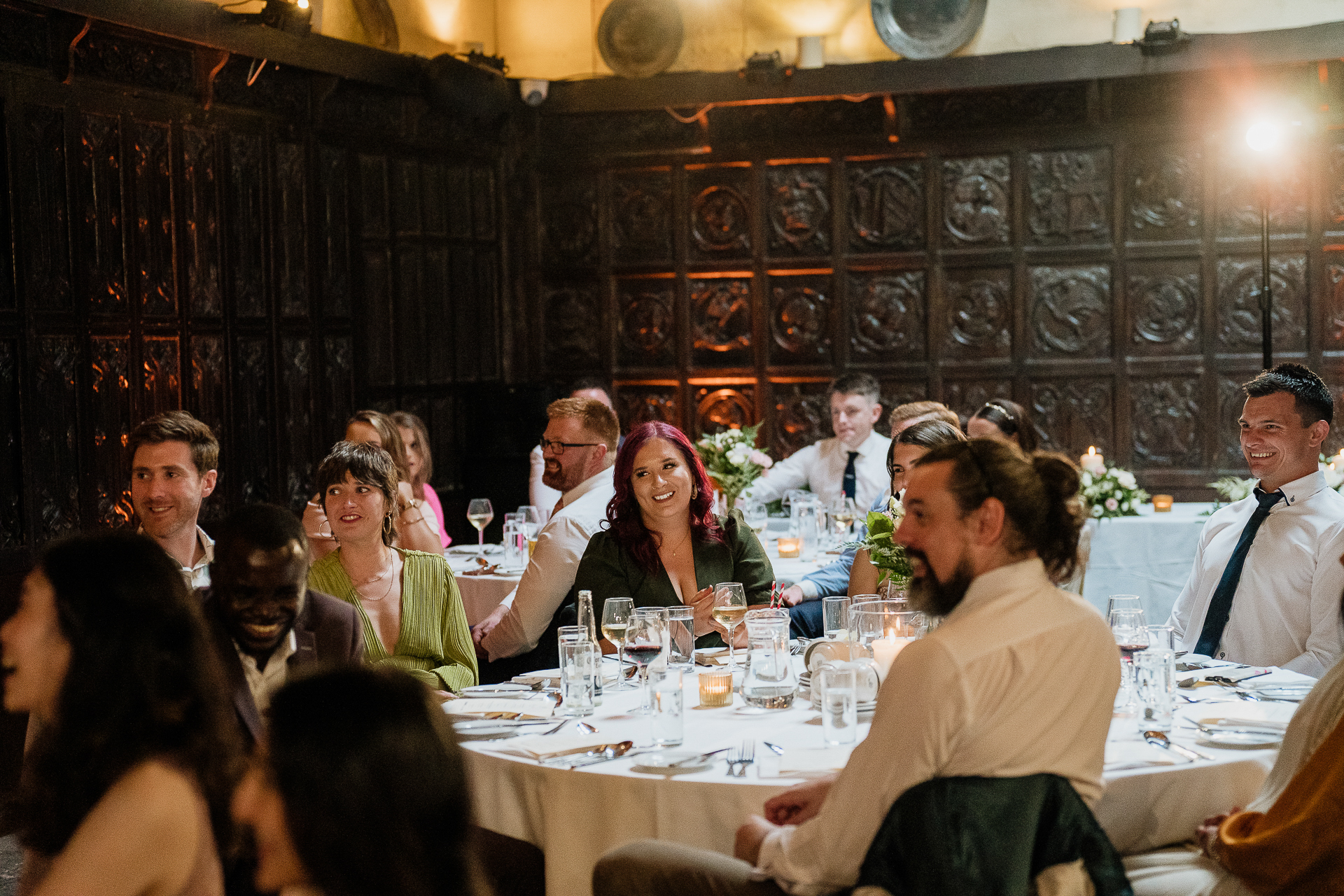 A group of people sitting at a table