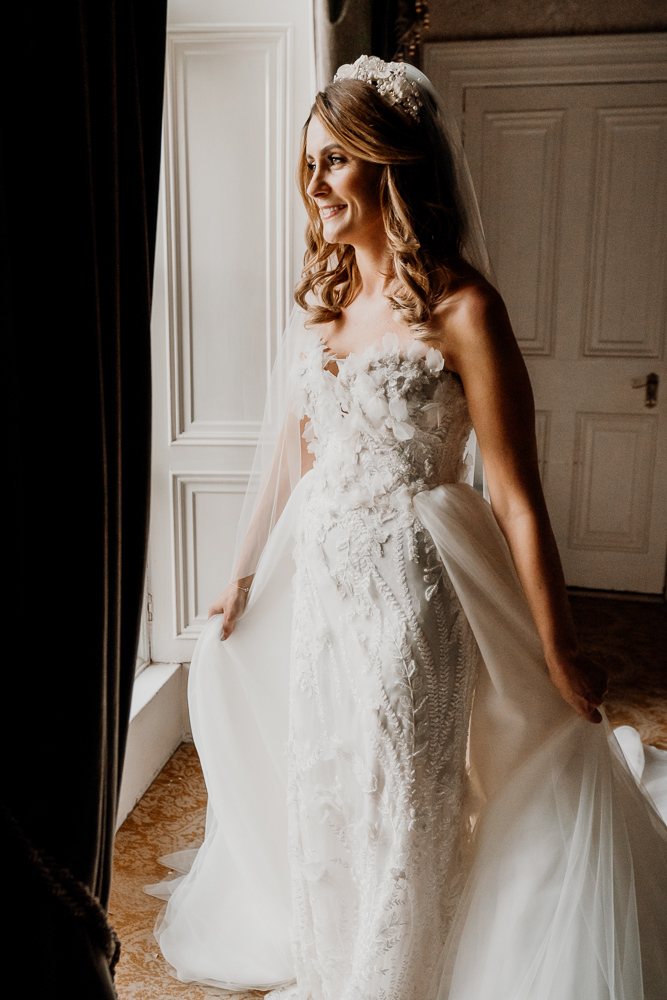 A woman in a wedding dress