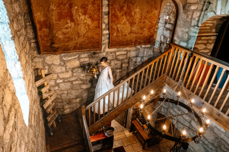 First-Look-in-Front-of-Cloughan-Castle-Wedding