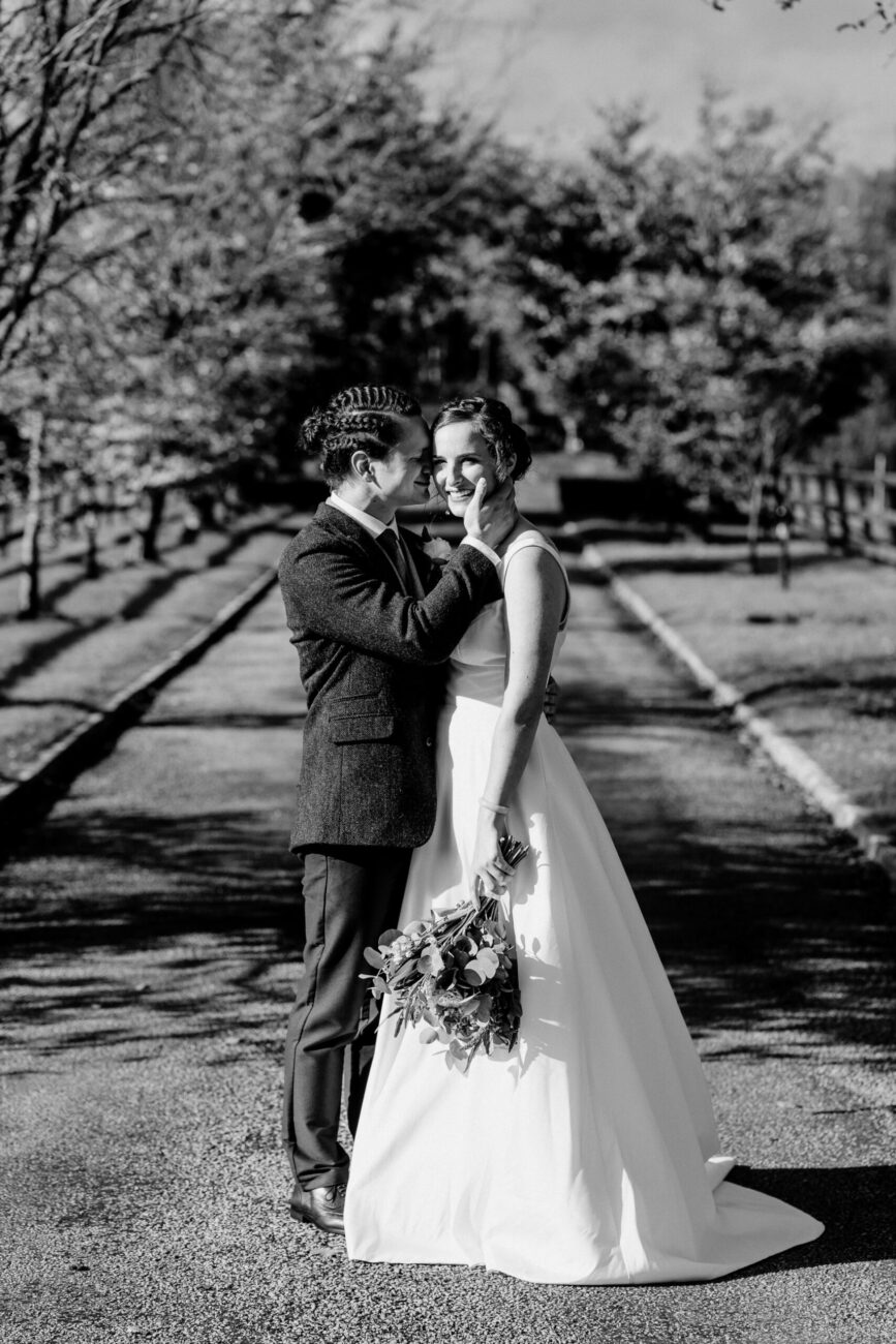 A man and woman posing for a picture