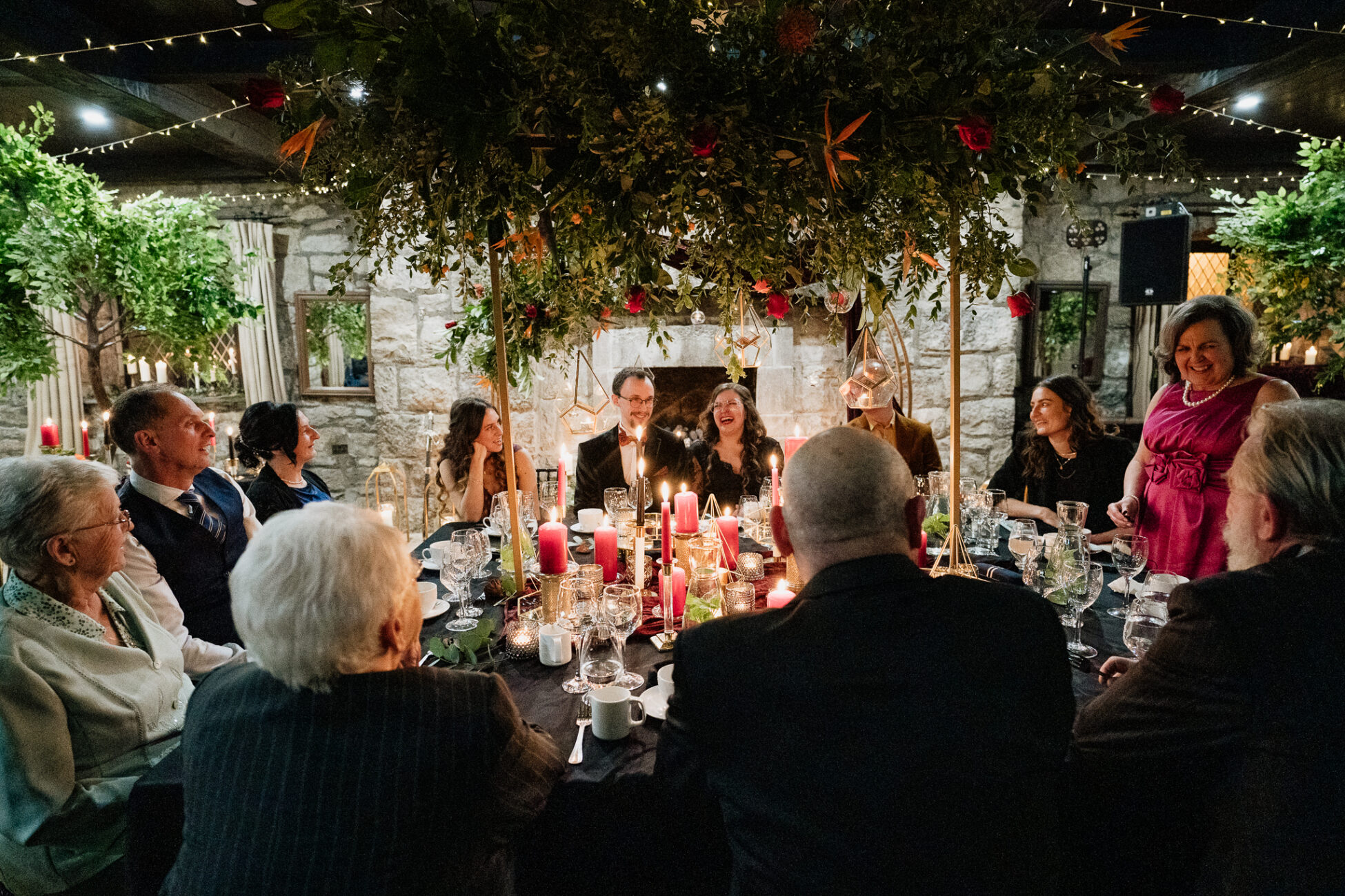 A group of people sitting at a table