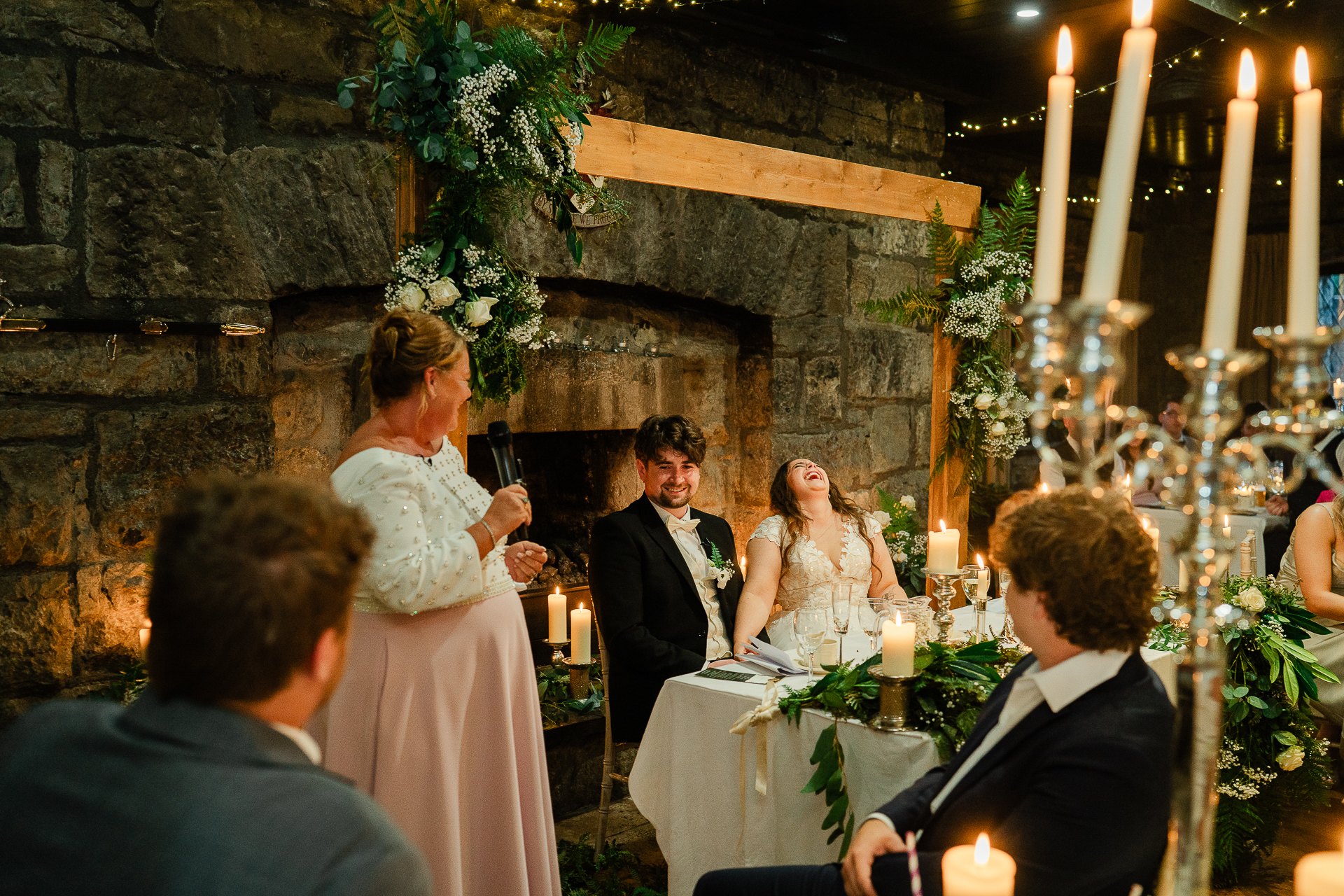 A bride and groom at a wedding